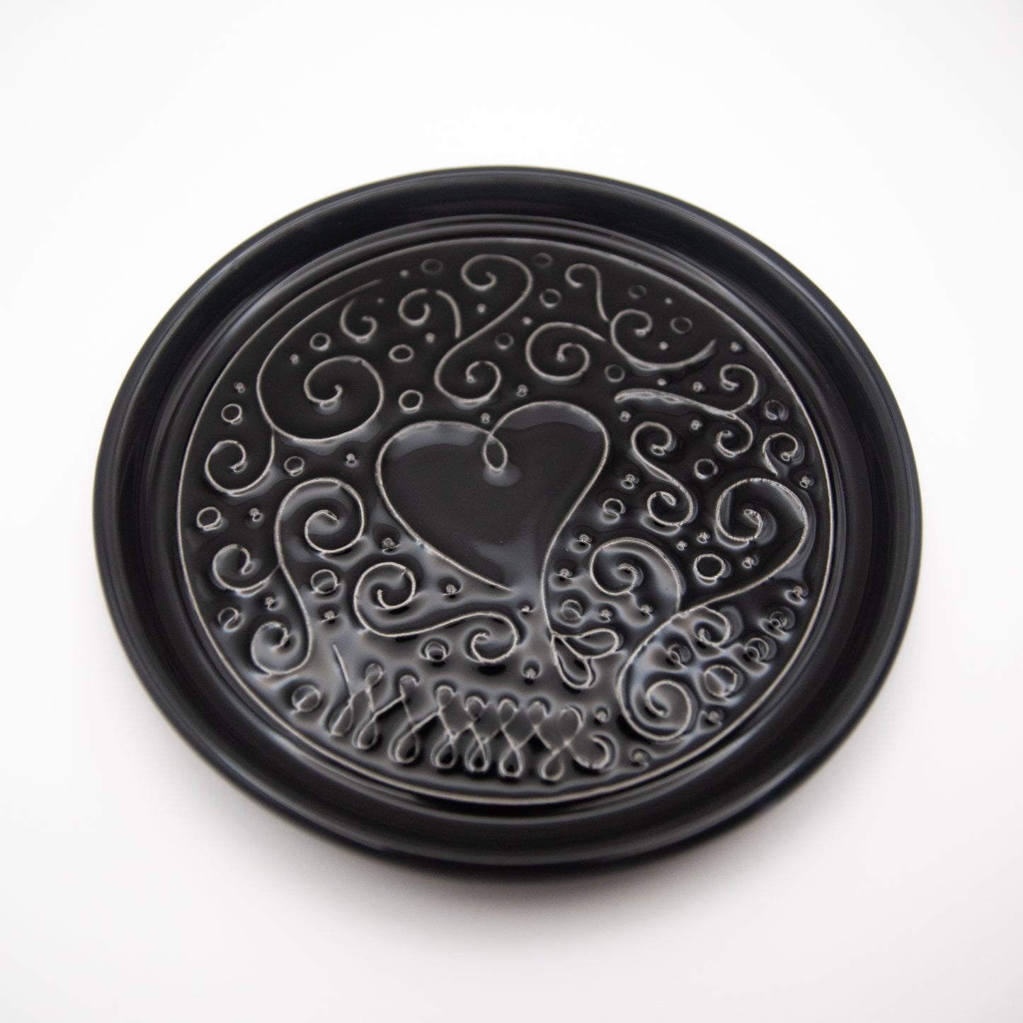 Plateau rond en céramique noir