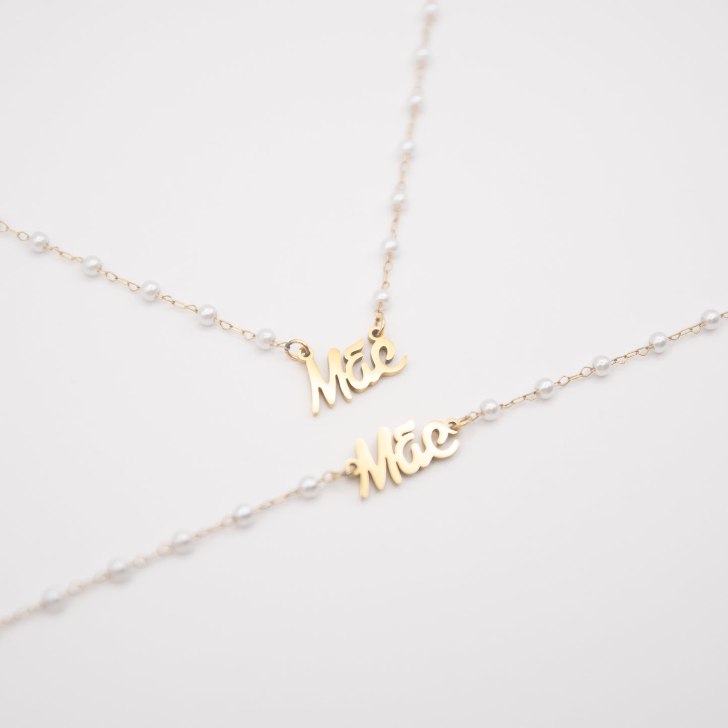 Parure "Mãe" en acier inoxydable et perles