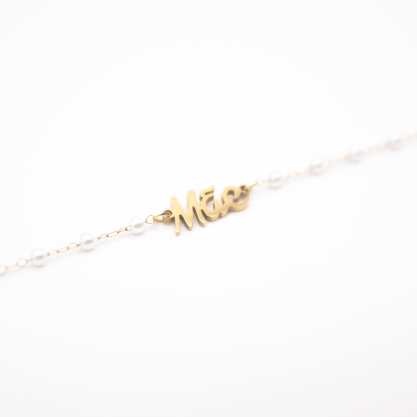 Bracelet "Mãe" en acier inoxydable et perles