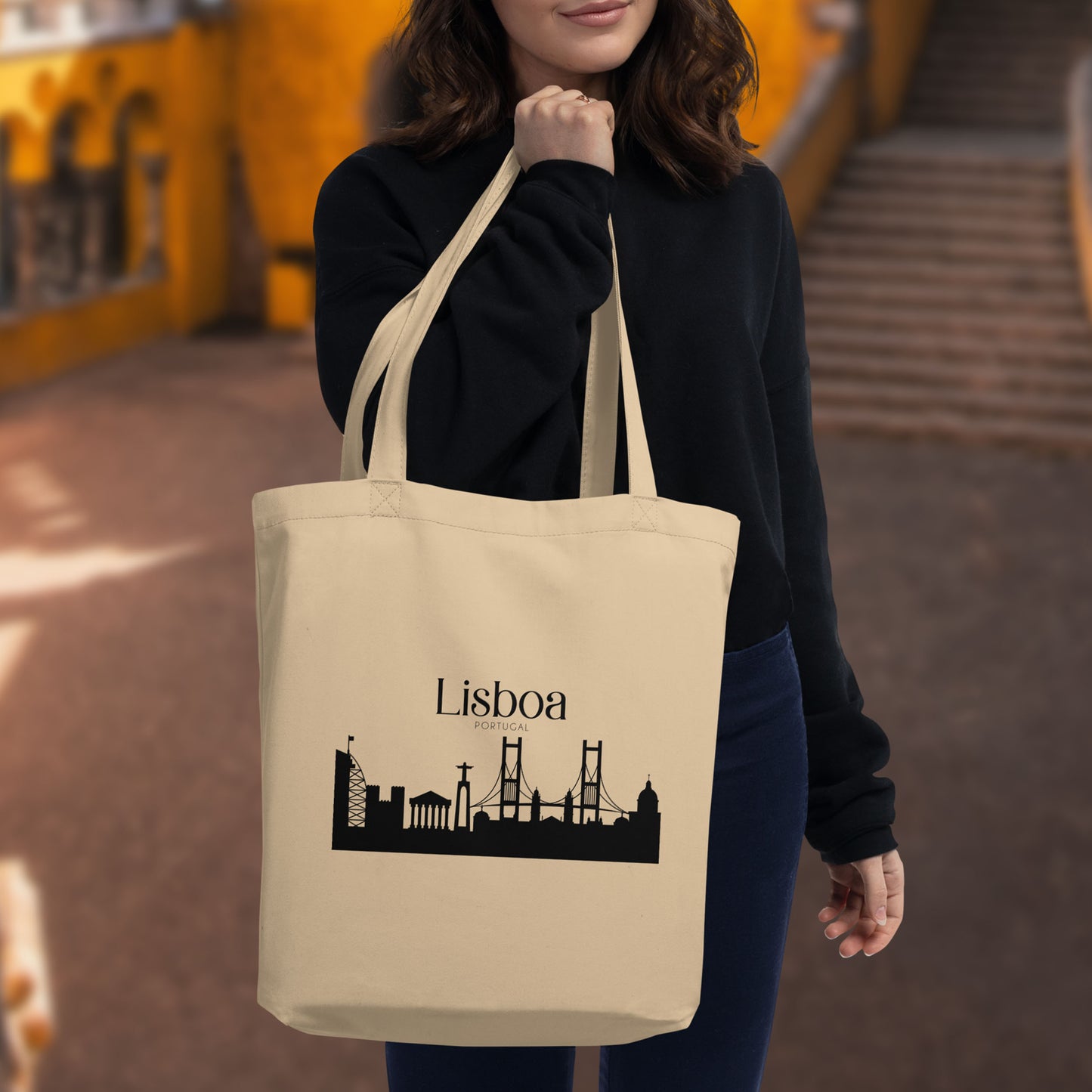 Tote bag en coton bio « Skyline Lisbonne »