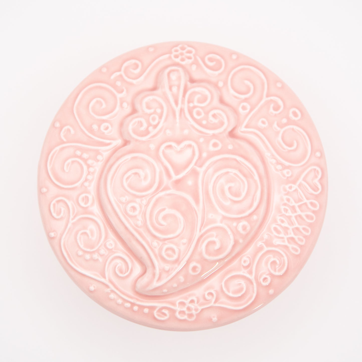 Boite à bijoux « Coeur de Viana » en céramique rose