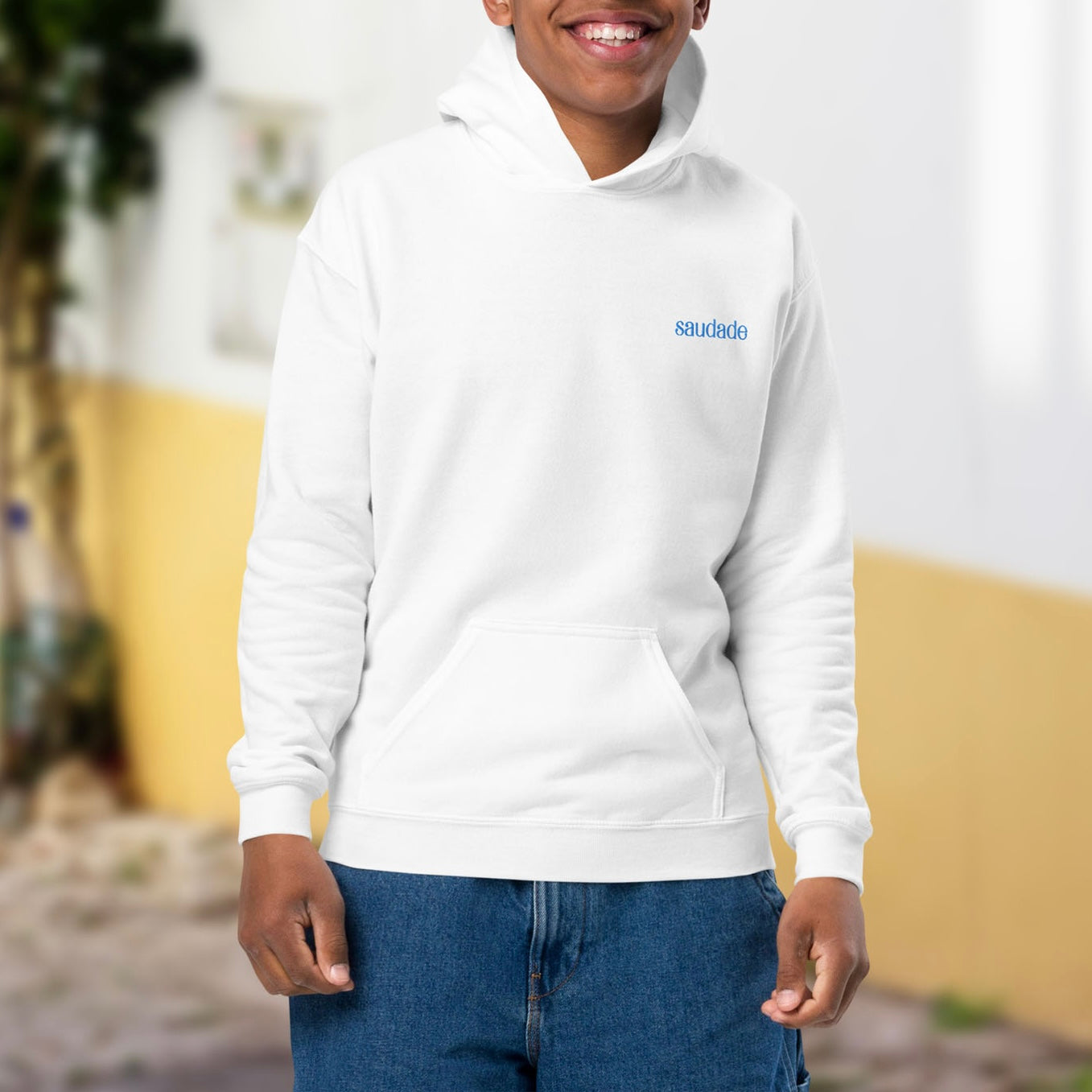 Sweat à capuche enfant brodé « Azulejo Portugal »