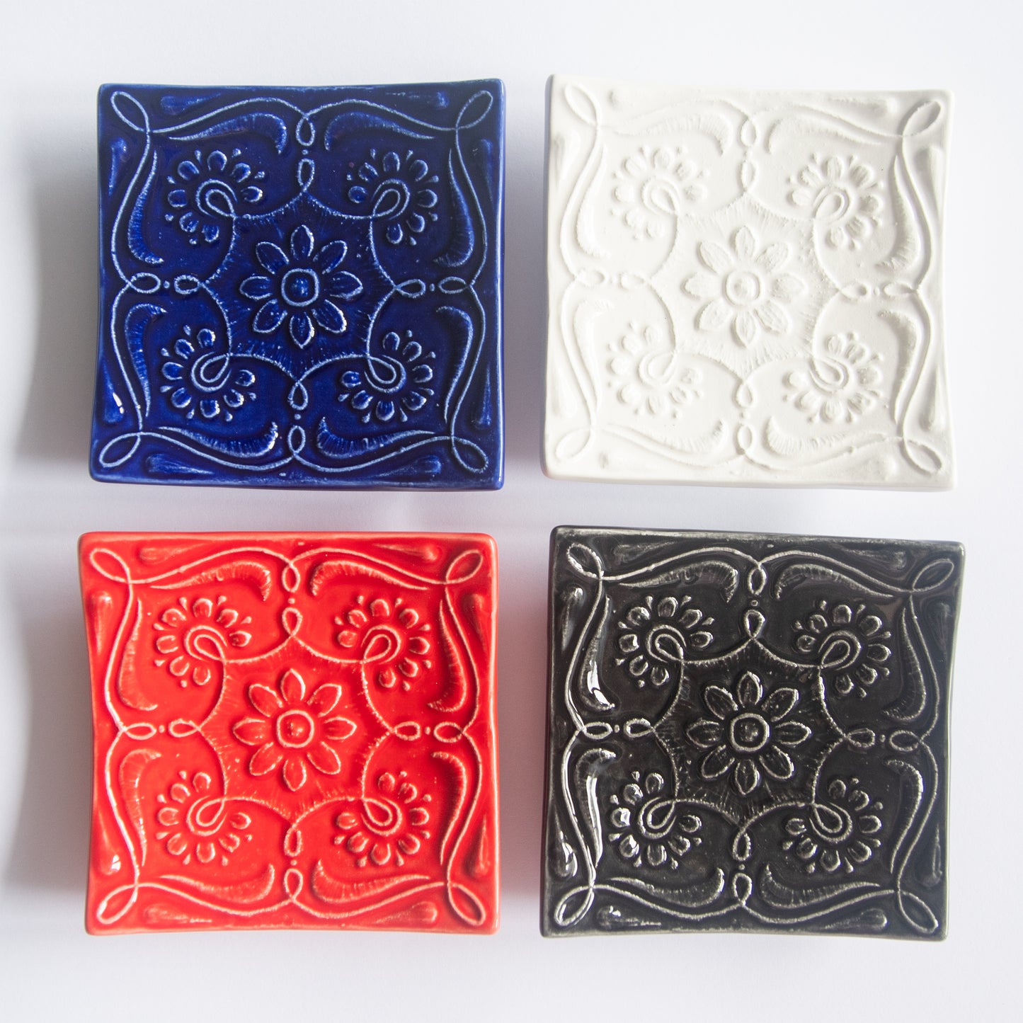 Vide-poches « Azulejos » en céramique rouge
