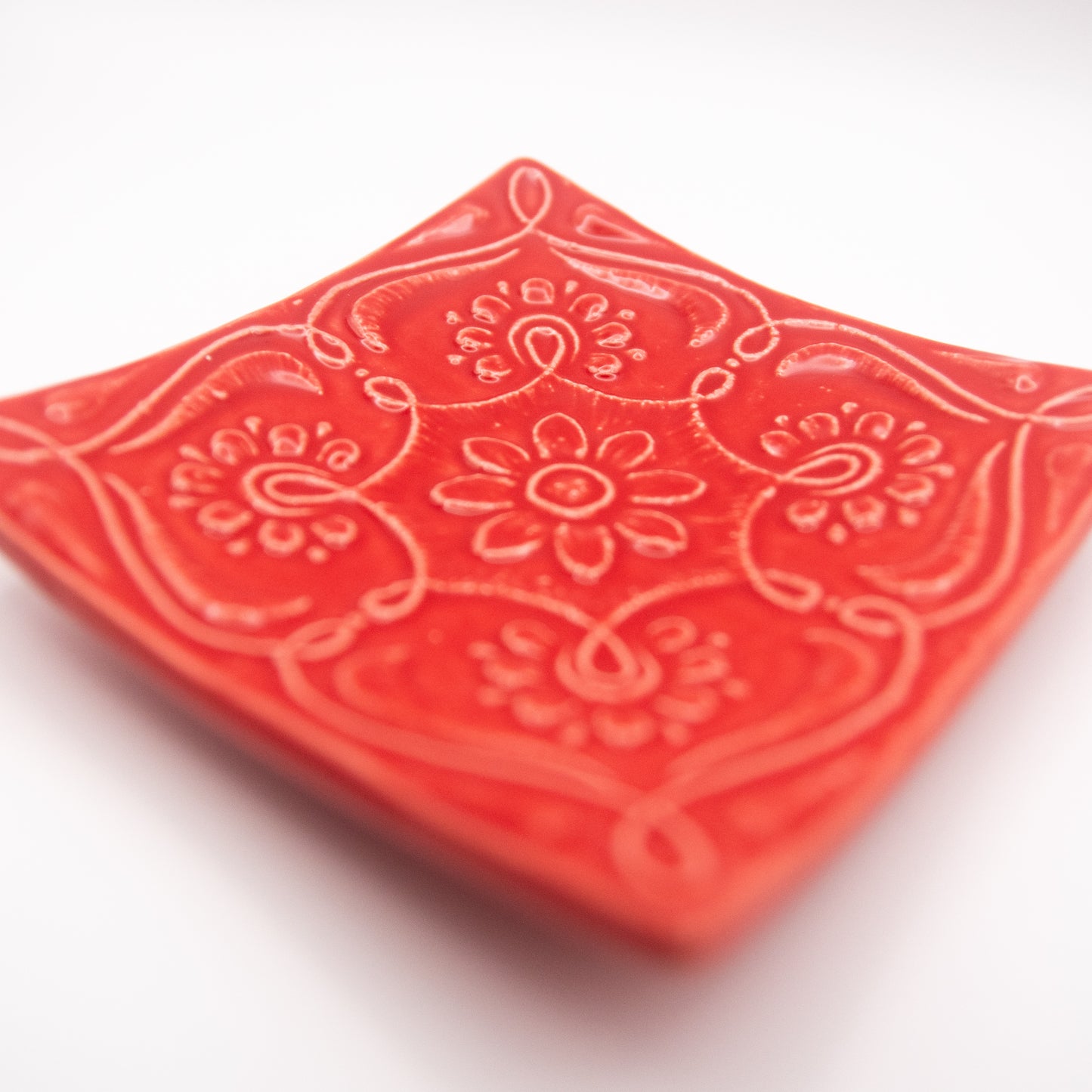 Vide-poches « Azulejos » en céramique rouge