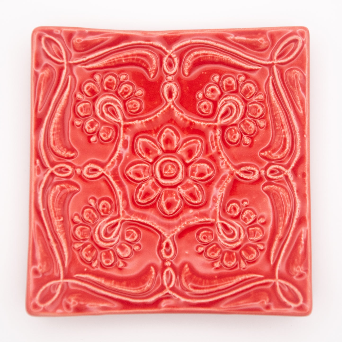 Vide-poches « Azulejos » en céramique rouge