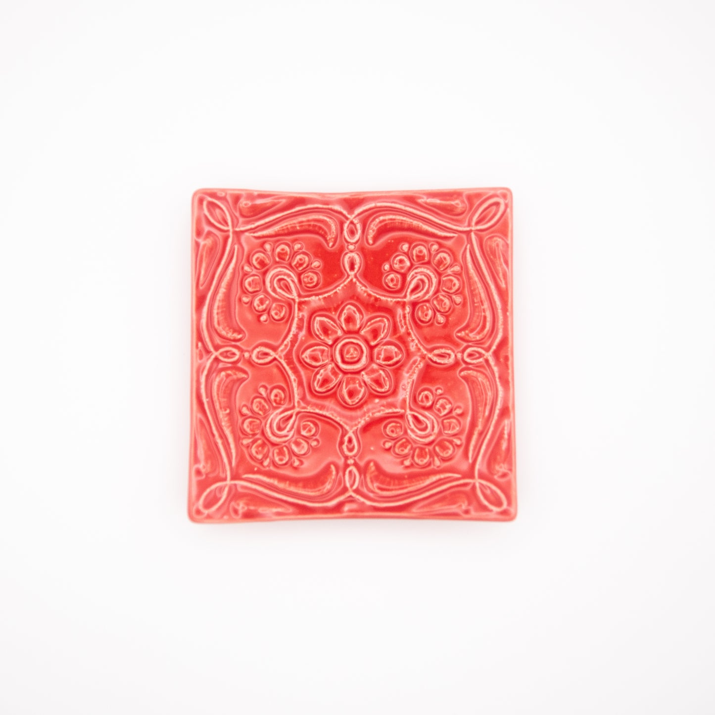 Vide-poches « Azulejos » en céramique rouge