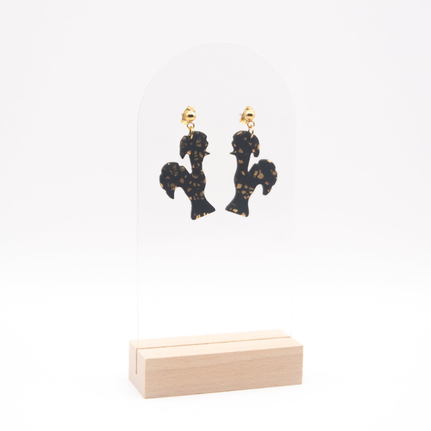 Boucles d'oreilles "Coq de Barcelos noir"