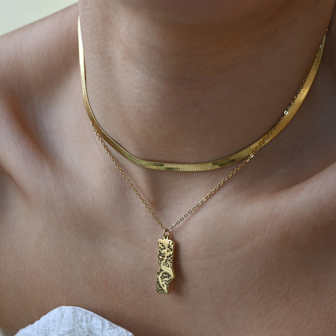 Collier "Carte du Portugal" en acier inoxydable