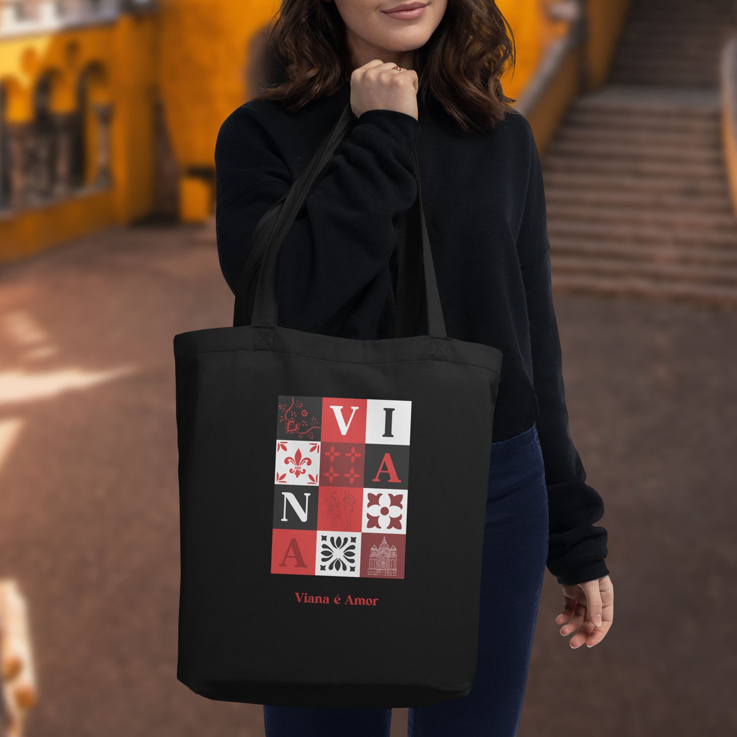 Tote bag en coton bio « Viana é Amor »