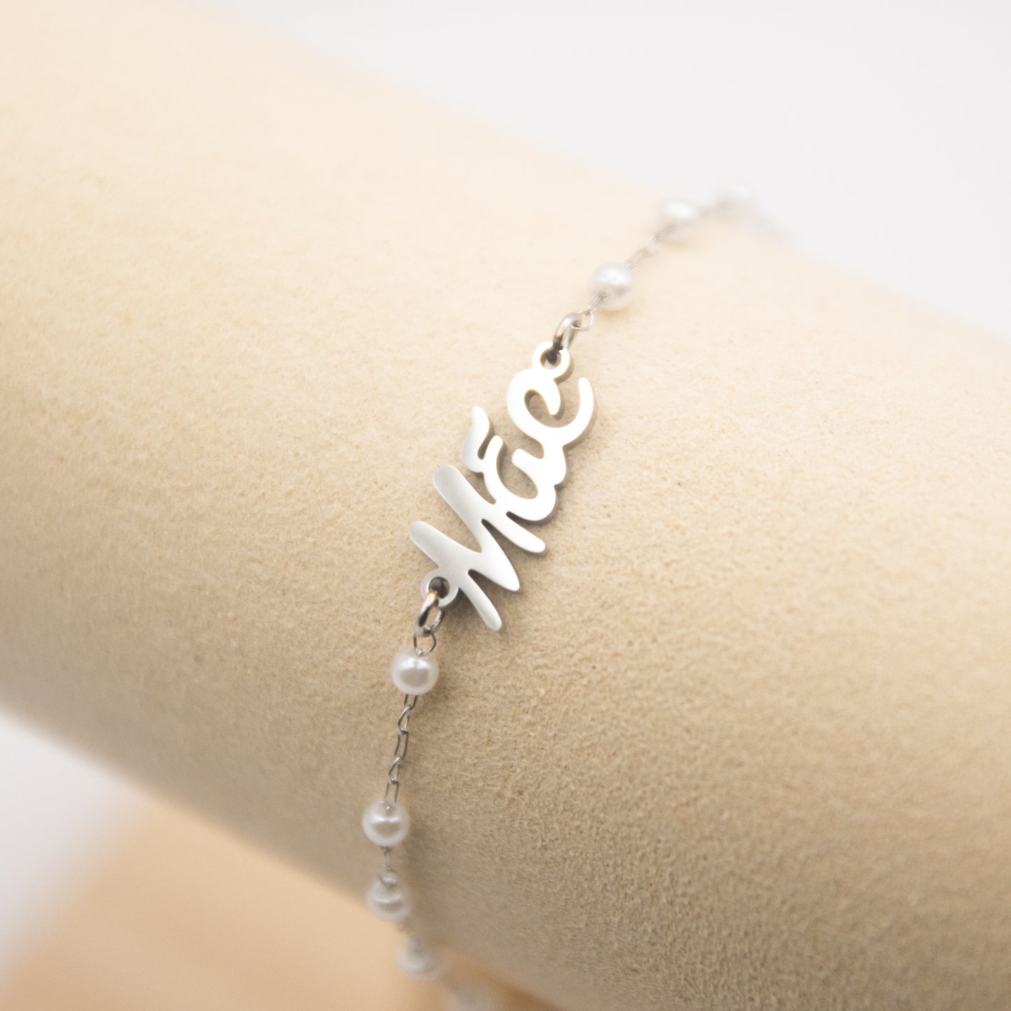 Bracelet "Mãe" en acier inoxydable et perles