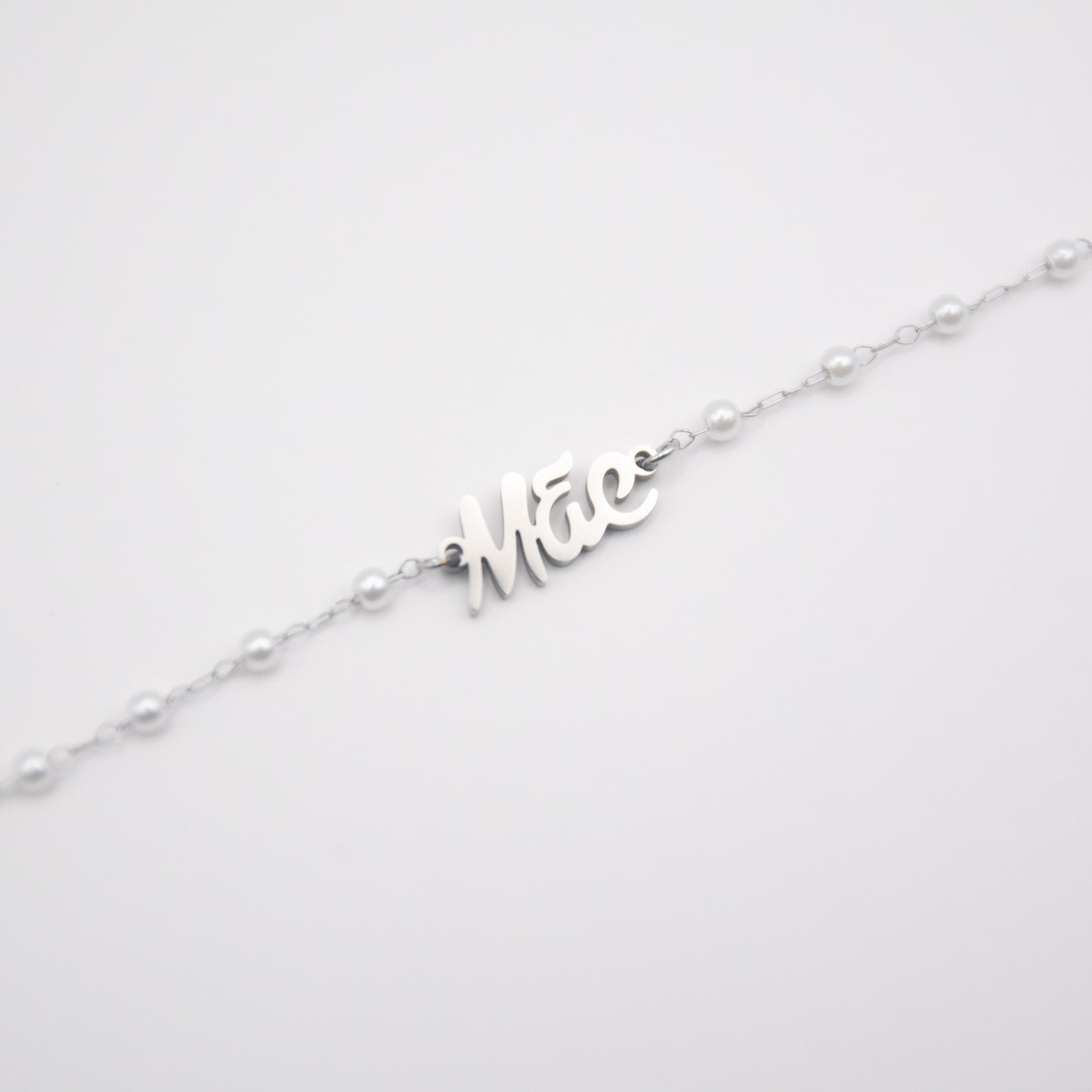 Bracelet "Mãe" en acier inoxydable et perles