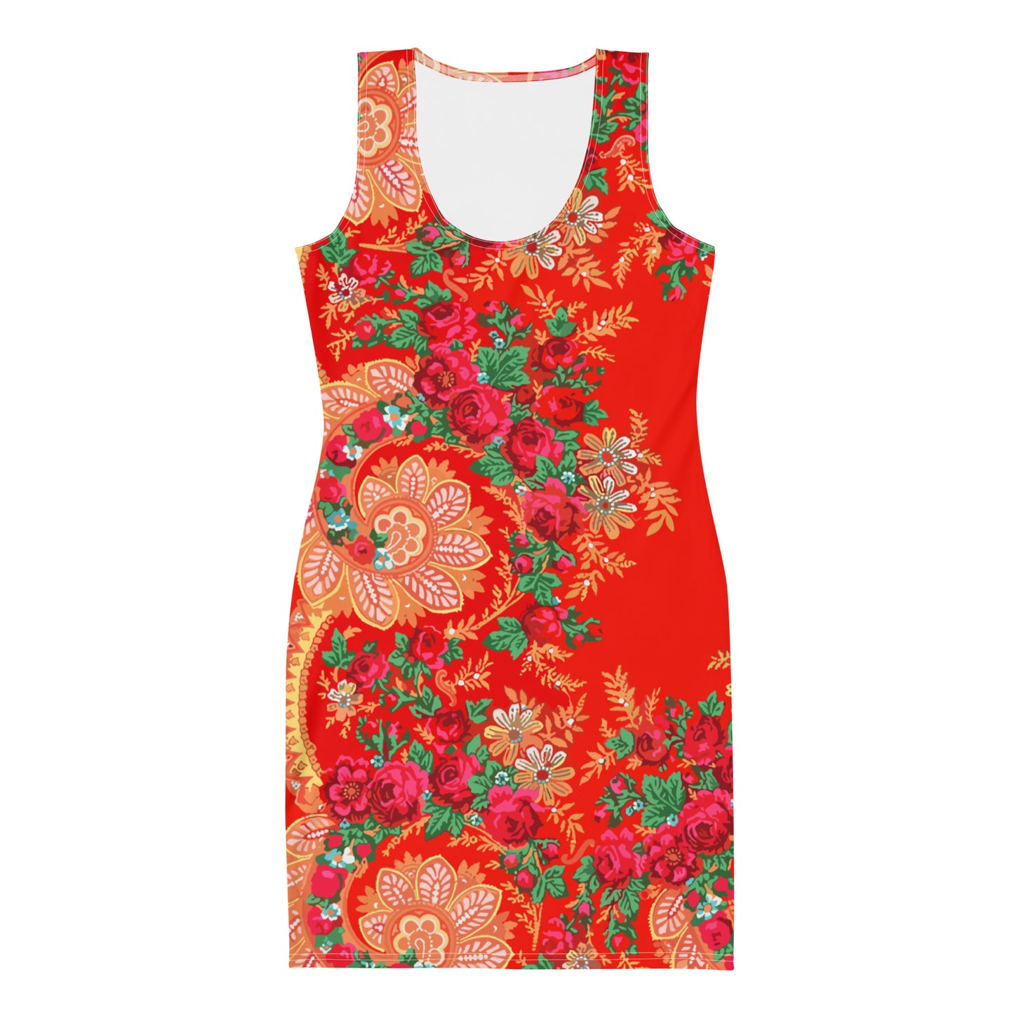 Vestido bodycon “lenço português do Minhoto vermelho”