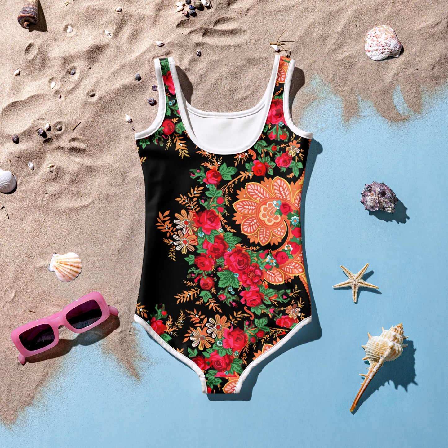 Maillot de bain enfant « Foulard portugais Minhoto noir »