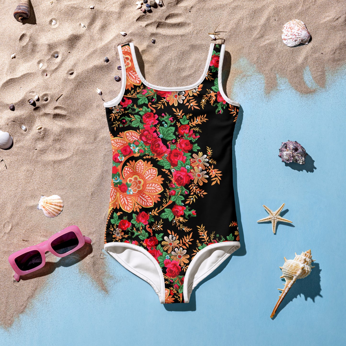 Maillot de bain enfant « Foulard portugais Minhoto noir »