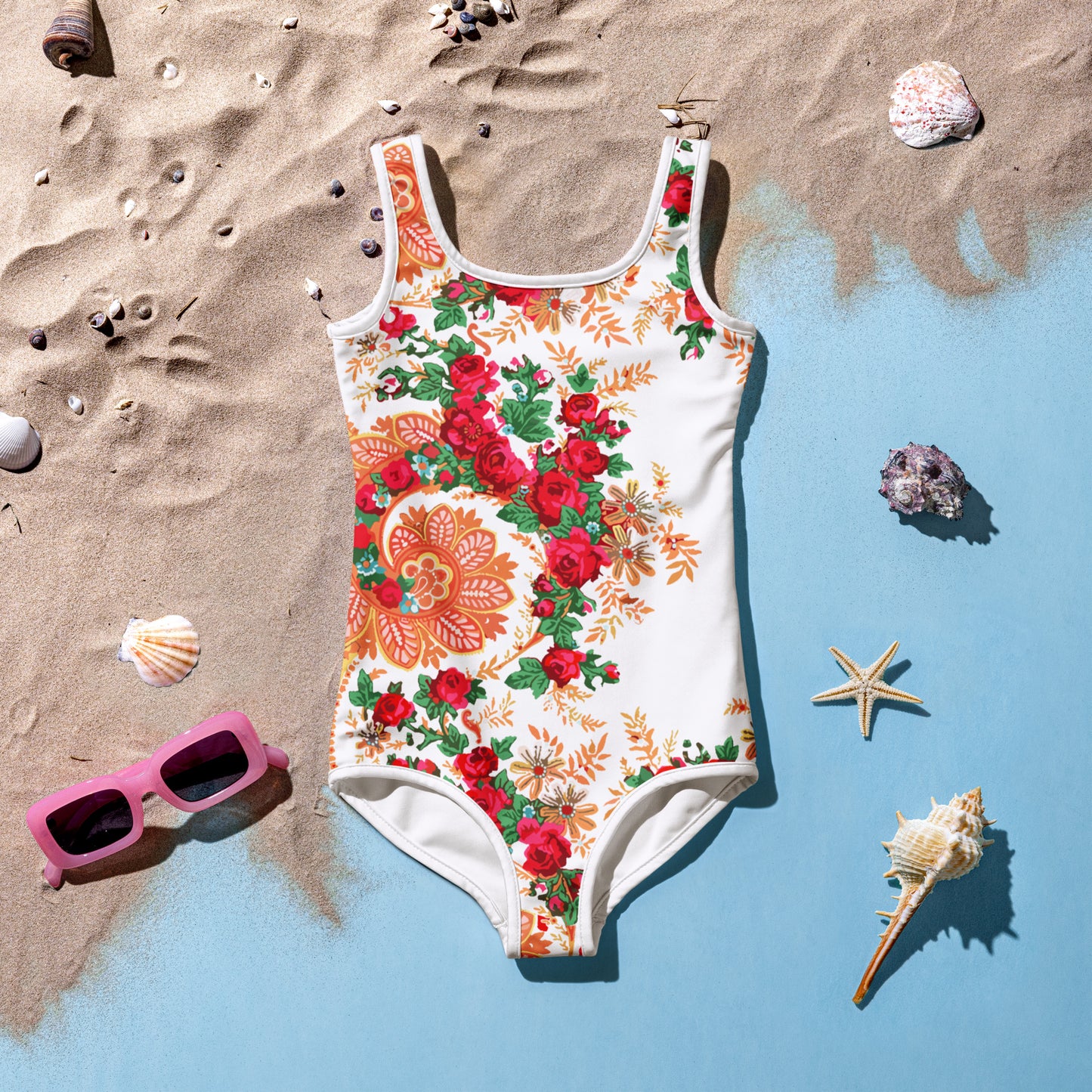 Maillot de Bain enfant « Foulard portugais Minhoto blanc »
