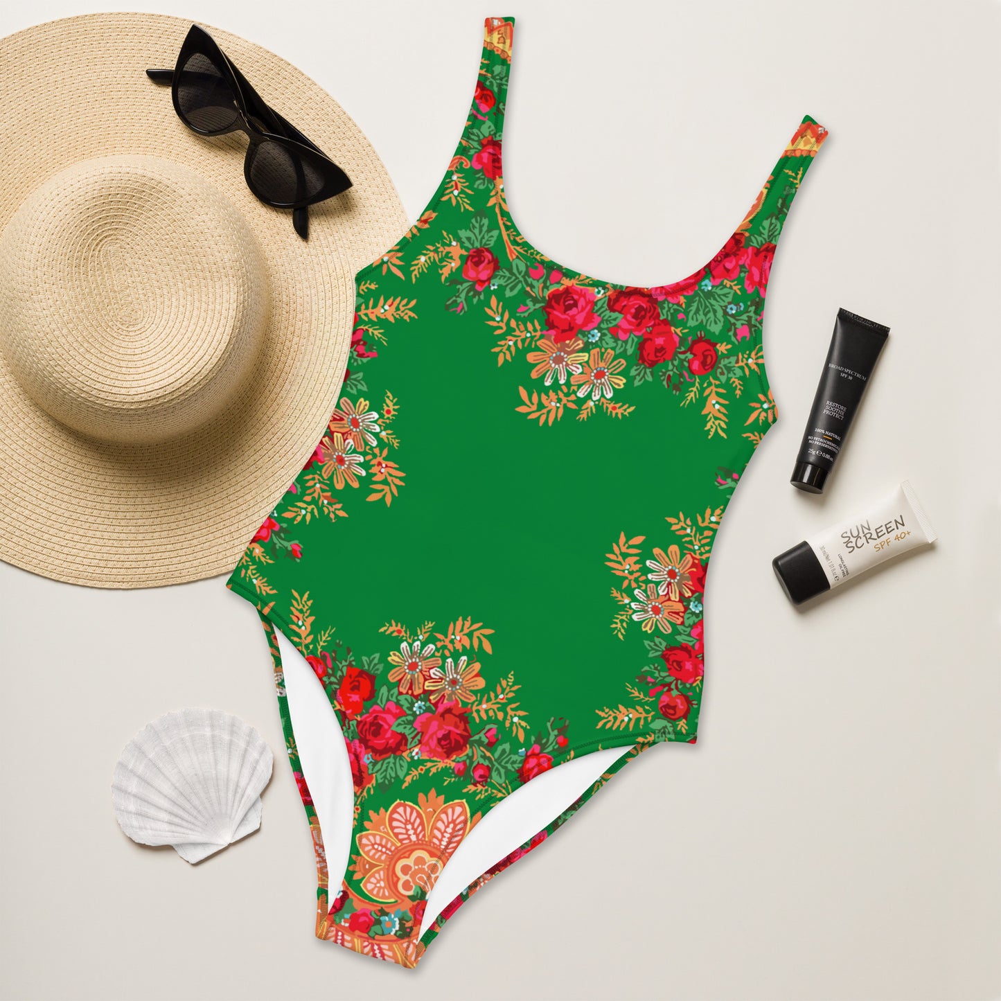 Maillot de bain adulte « Foulard portugais Minhoto vert »