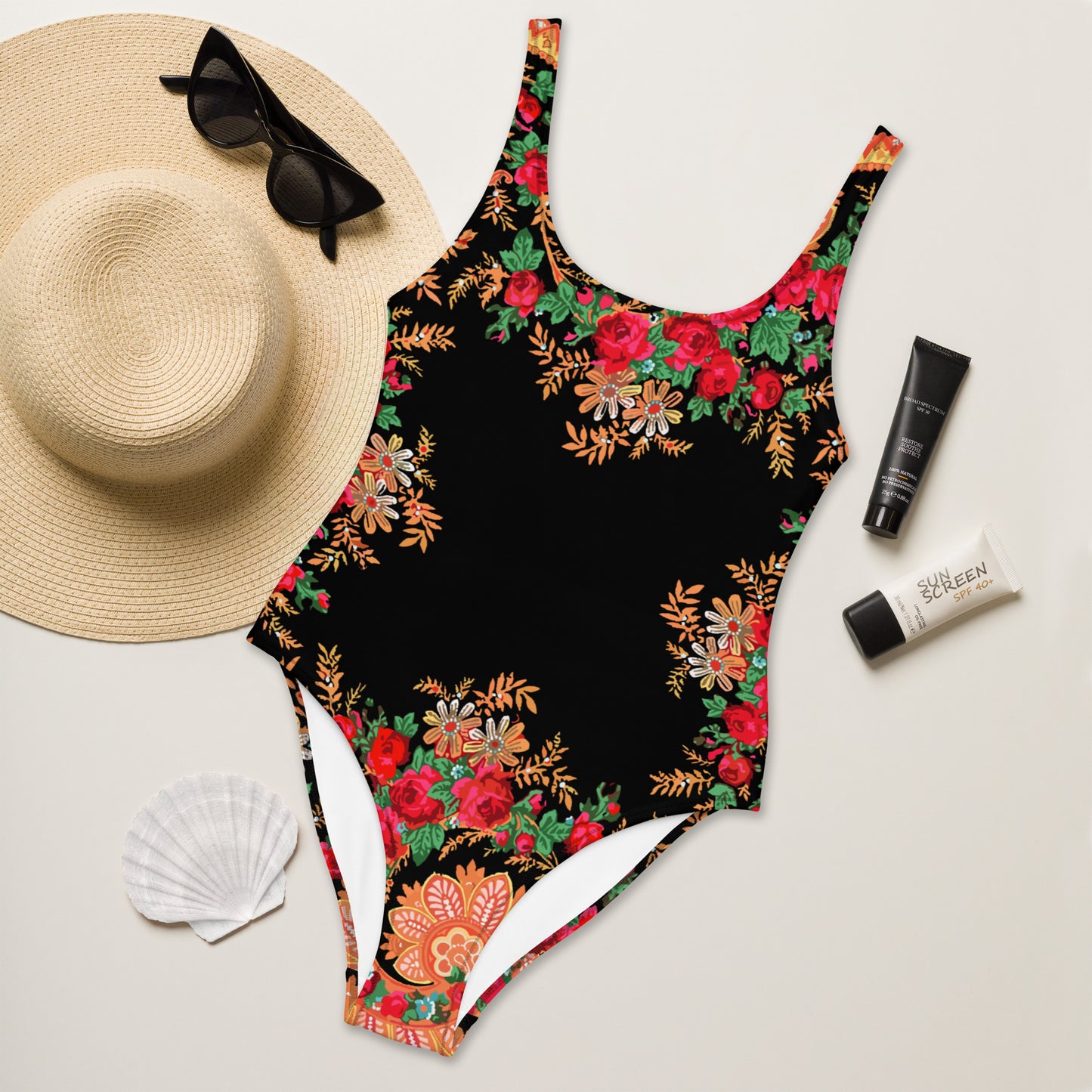 Maillot de bain adulte « Foulard portugais Minhoto noir »