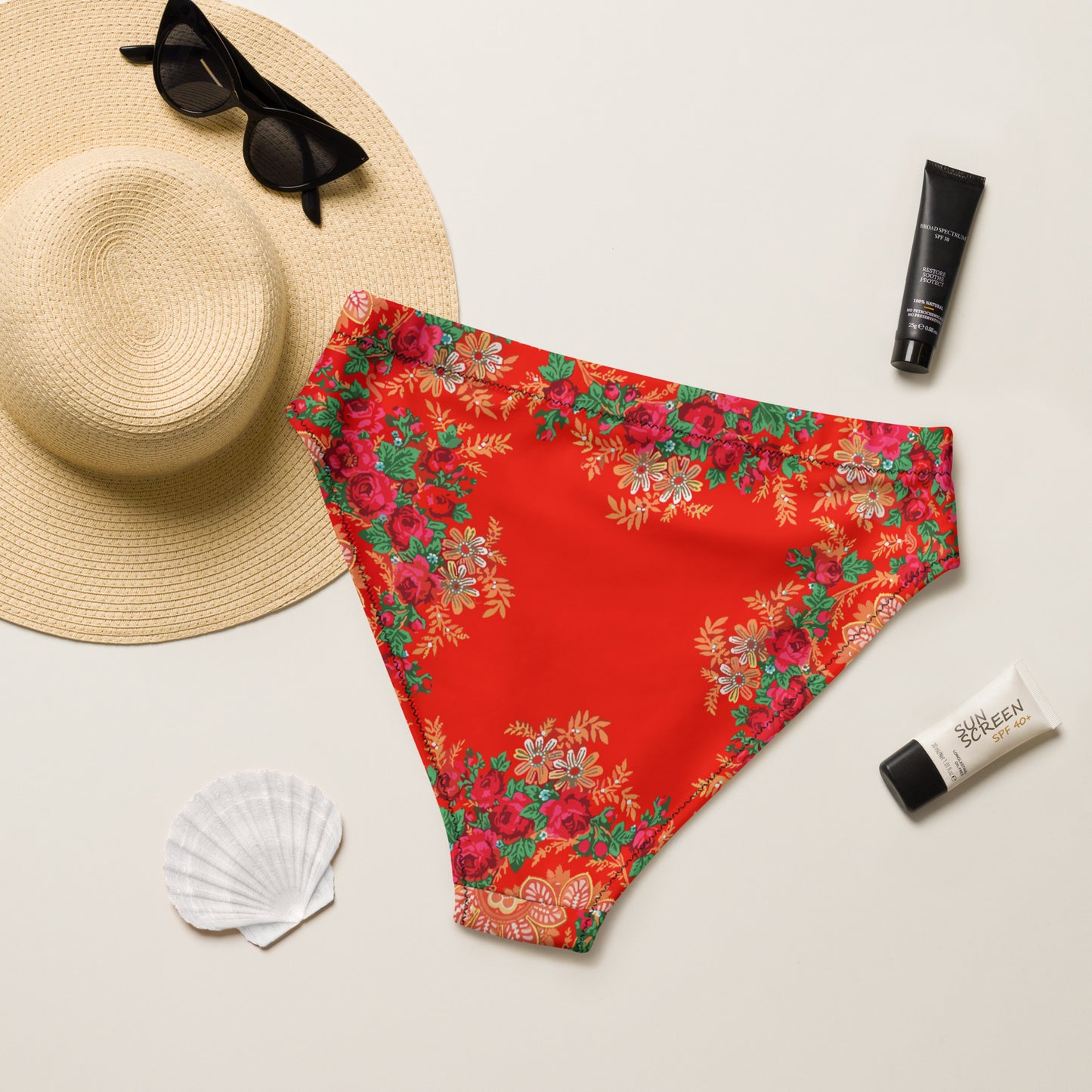 Bas de maillot de bain « Foulard portugais Minhoto rouge »