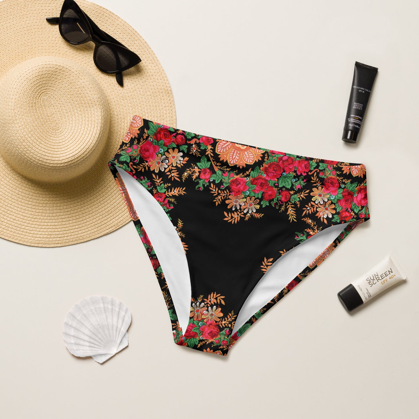 Bas de maillot de bain « Foulard portugais Minhoto noir »