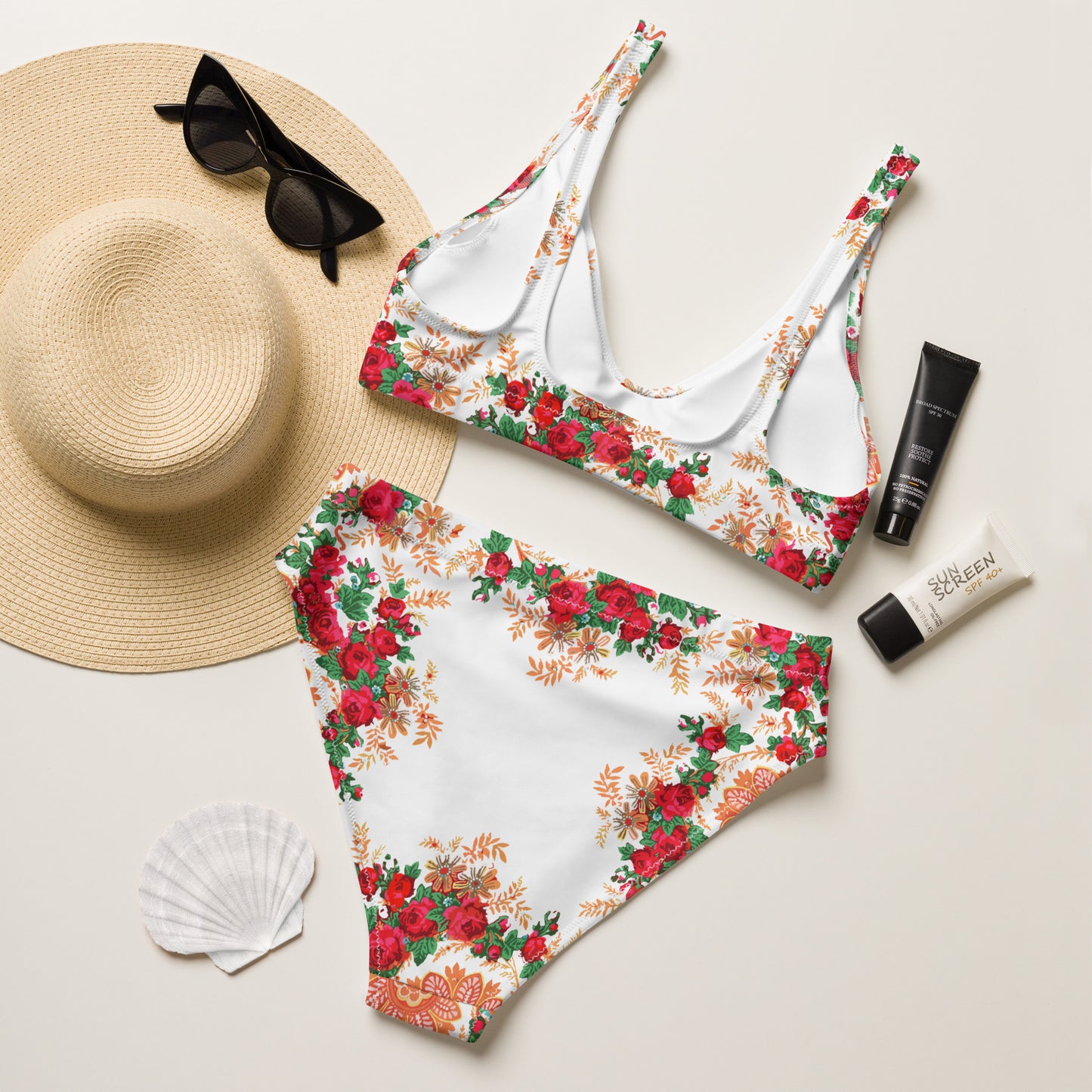Maillot de bain 2 pièces « Foulard portugais Minhoto blanc »