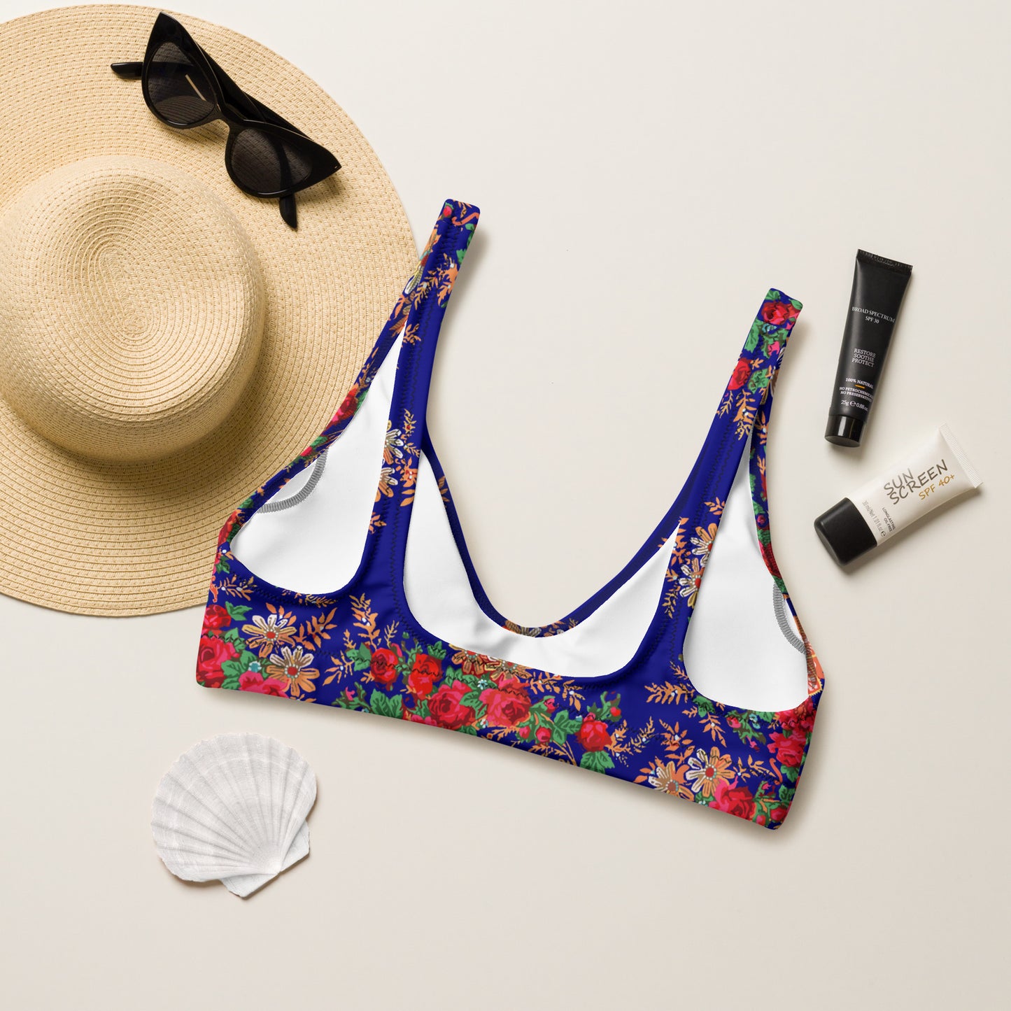Haut de maillot de bain « Foulard portugais Minhoto bleu »