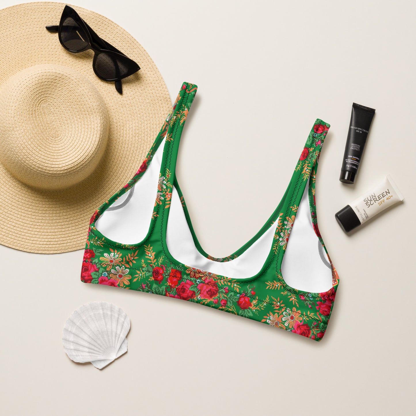 Haut de maillot de bain « Foulard portugais Minhoto vert »