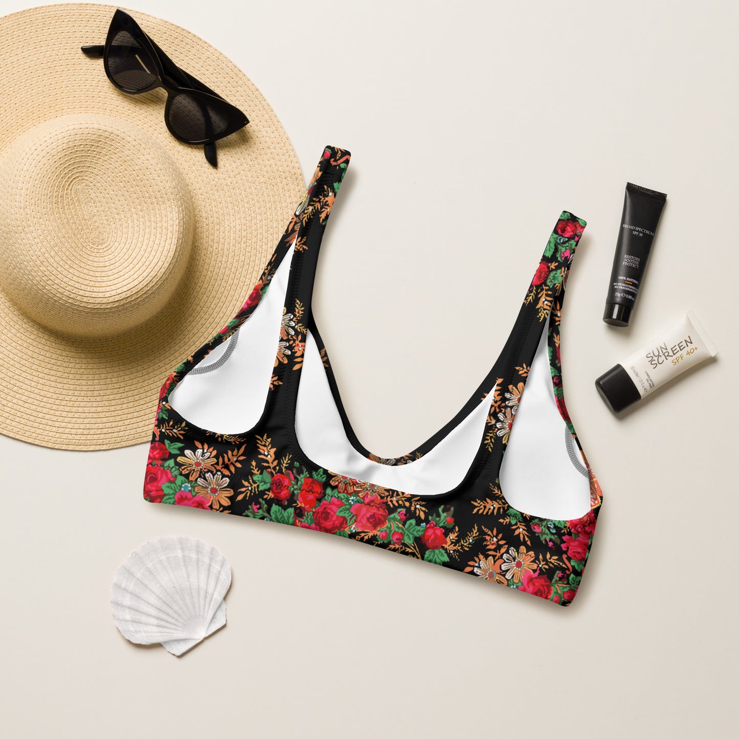 Haut de maillot de bain « Foulard portugais Minhoto noir »