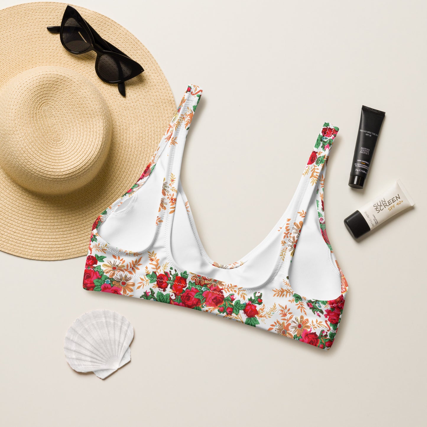 Haut de maillot de bain « Foulard portugais Minhoto blanc »