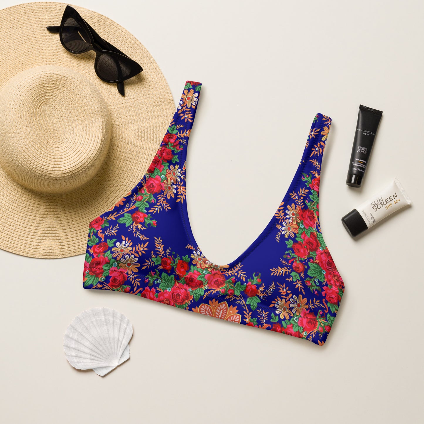 Haut de maillot de bain « Foulard portugais Minhoto bleu »