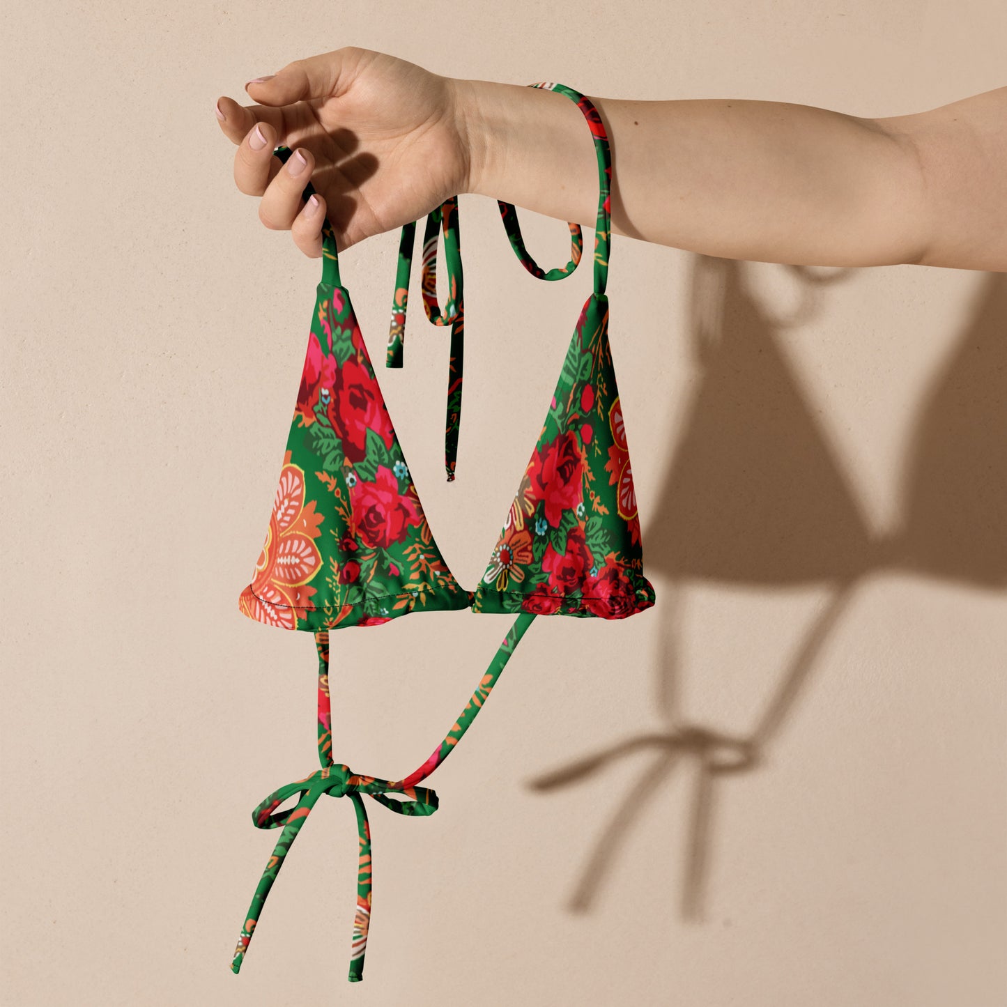 Haut de bikini « Foulard portugais Minhoto vert »