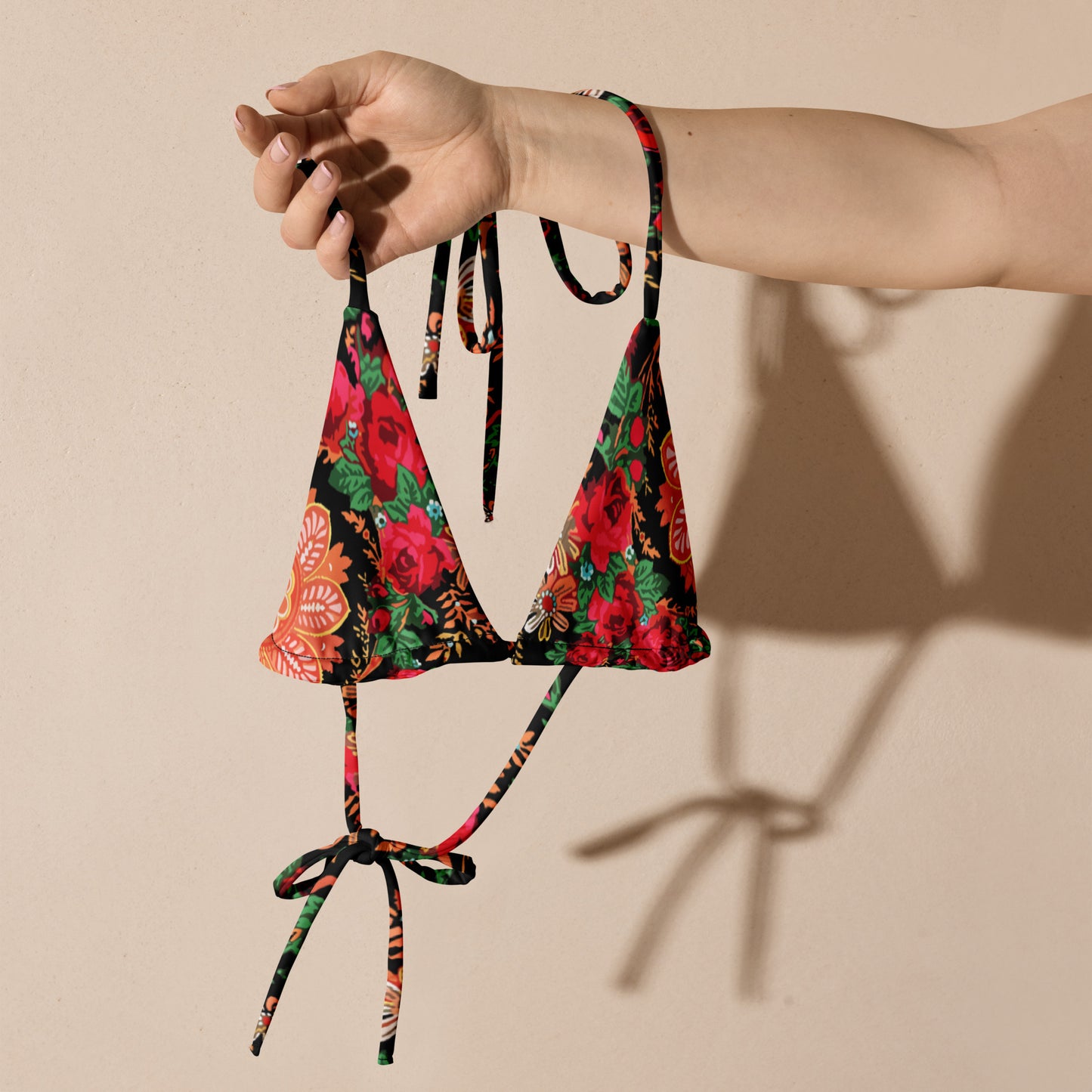 Haut de bikini « Foulard portugais Minhoto noir »
