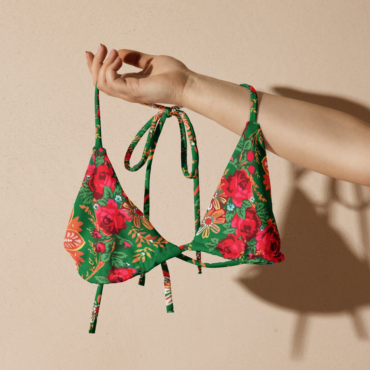 Haut de bikini « Foulard portugais Minhoto vert »