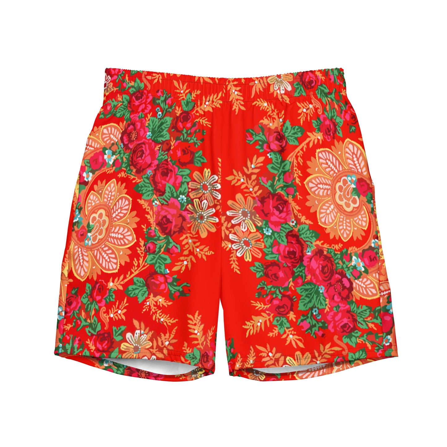 Short de bain « Foulard portugais Minhoto rouge »
