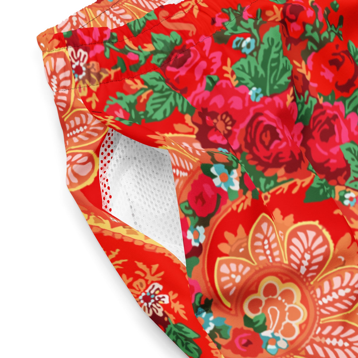 Short de bain « Foulard portugais Minhoto rouge »