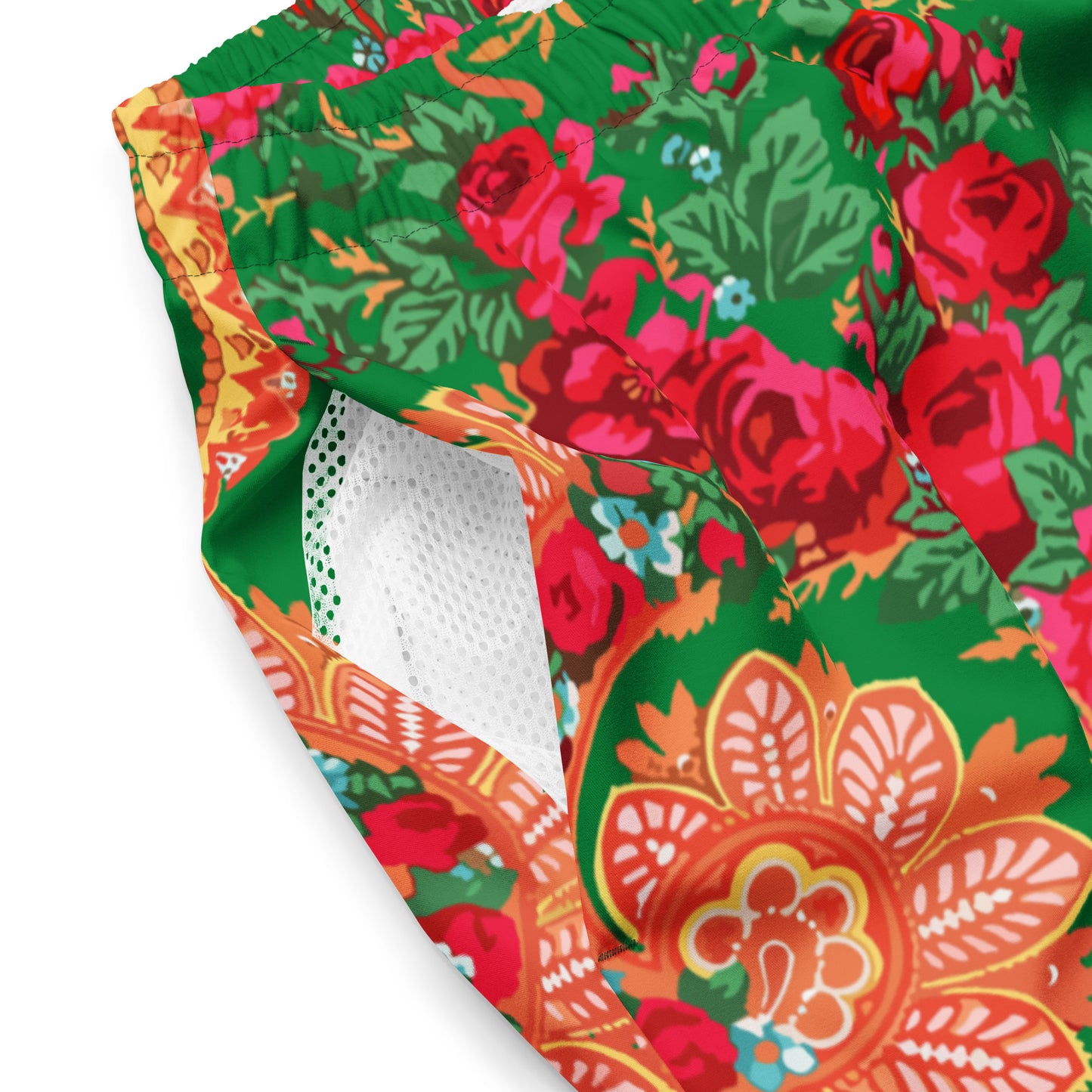Short de bain « Foulard portugais Minhoto vert »