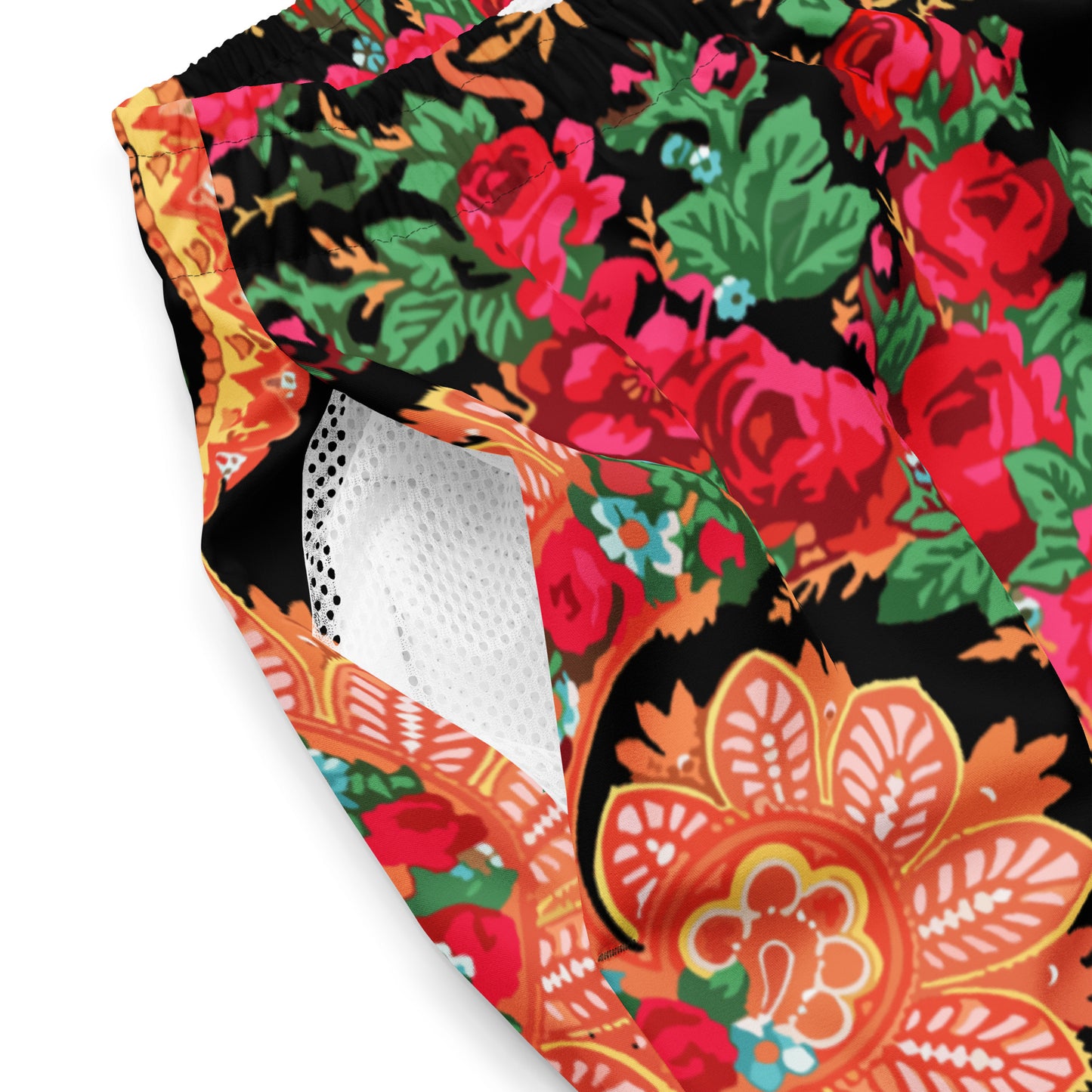 Short de bain « Foulard portugais Minhoto noir »