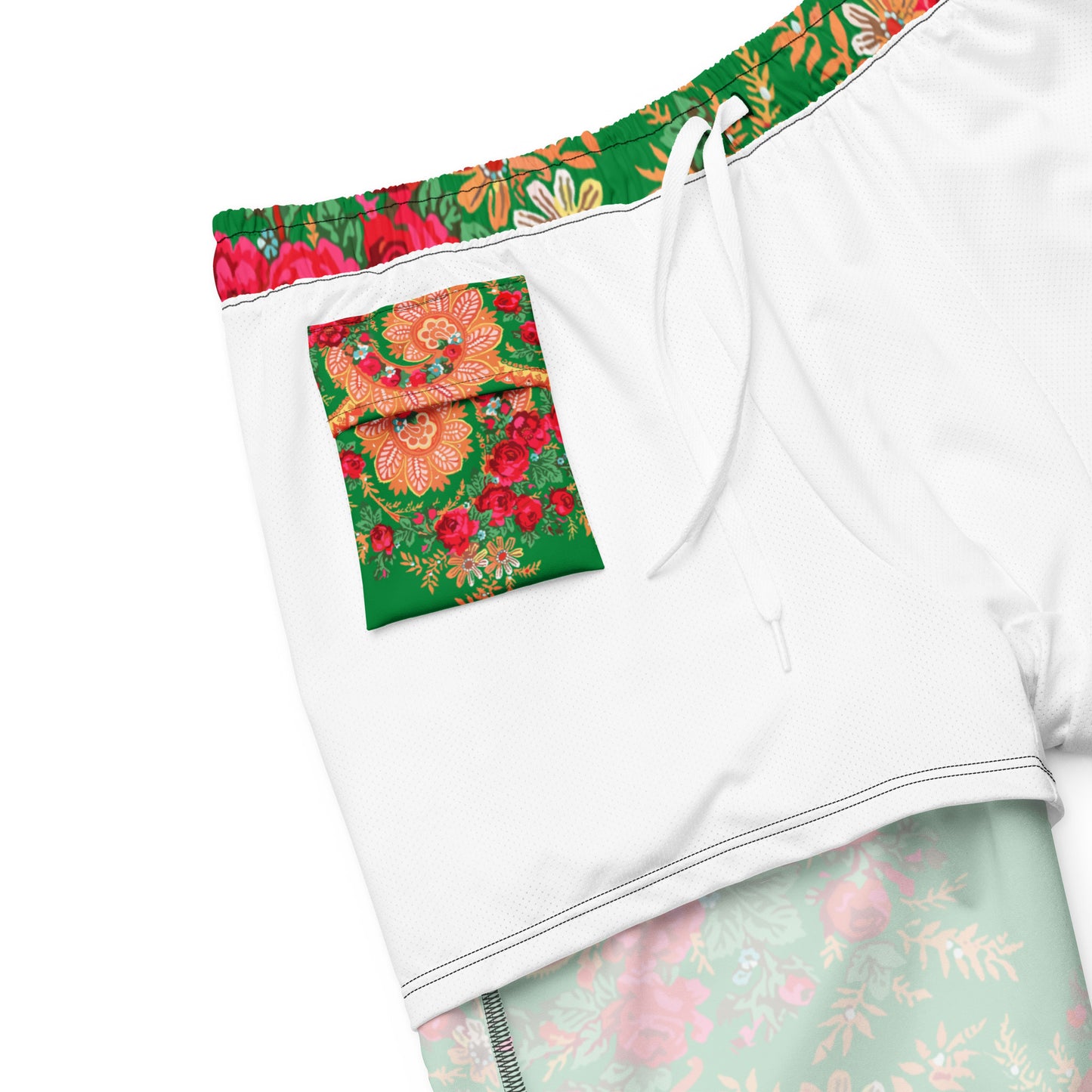 Short de bain « Foulard portugais Minhoto vert »