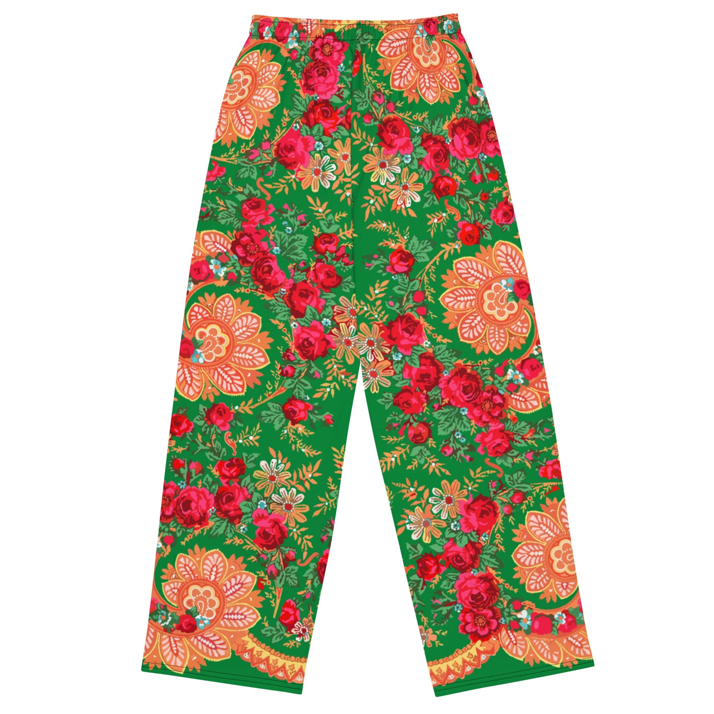 Pantalon large « Foulard portugais Minhoto vert »