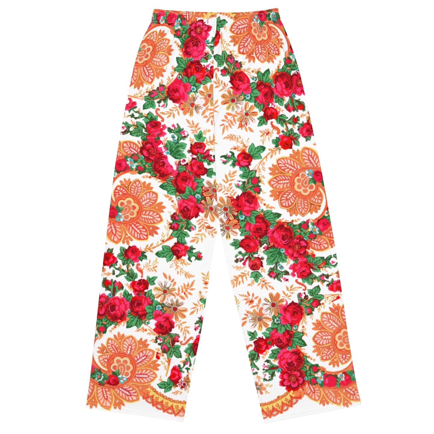 Pantalon large « Foulard portugais Minhoto blanc »