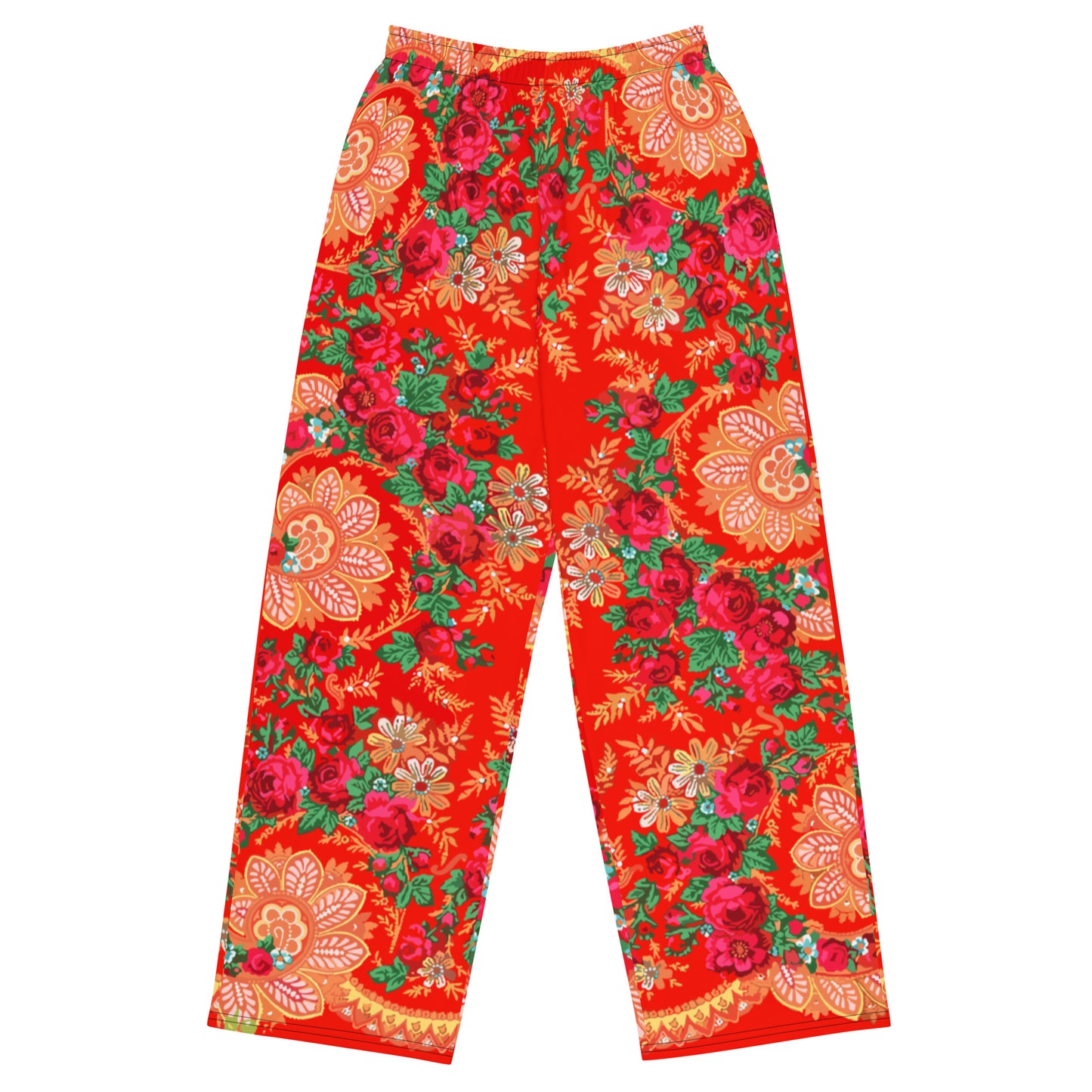Pantalon large « Foulard portugais Minhoto rouge »