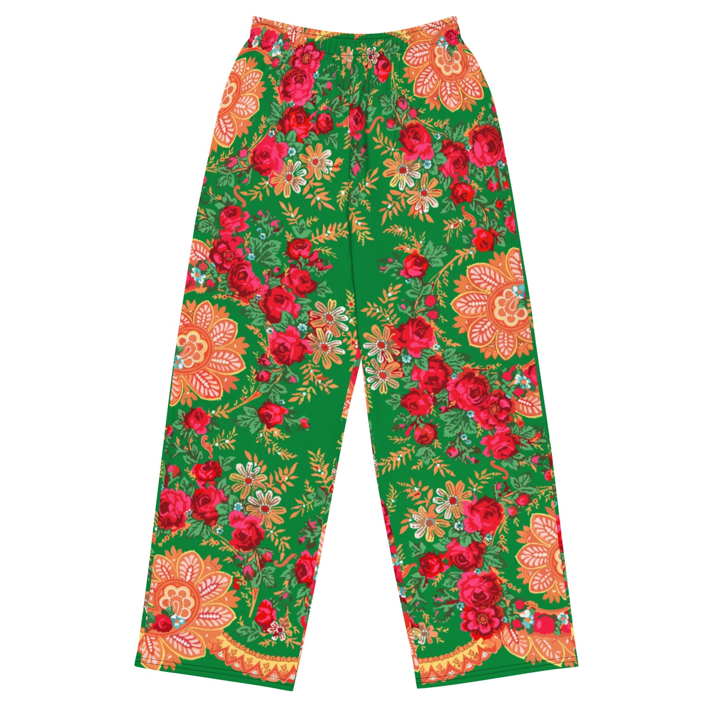 Pantalon large « Foulard portugais Minhoto vert »