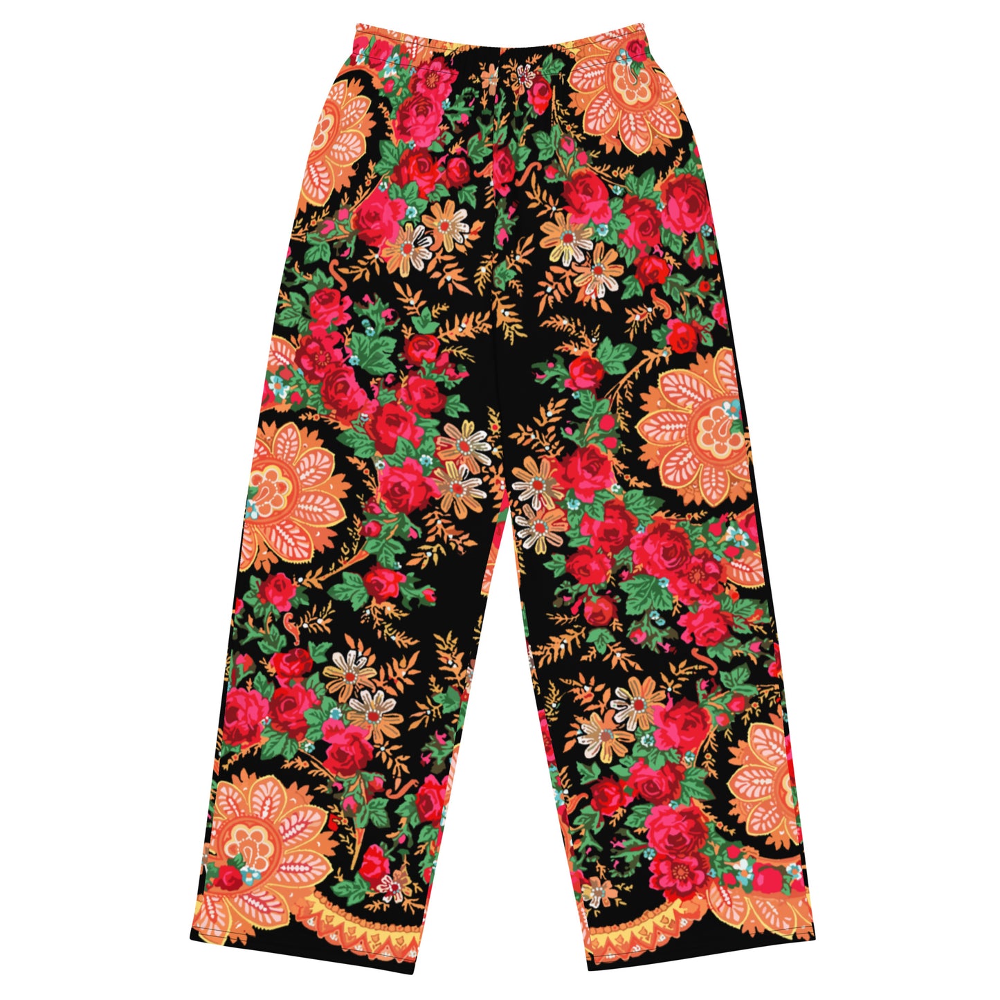 Pantalon large « Foulard portugais Minhoto noir »