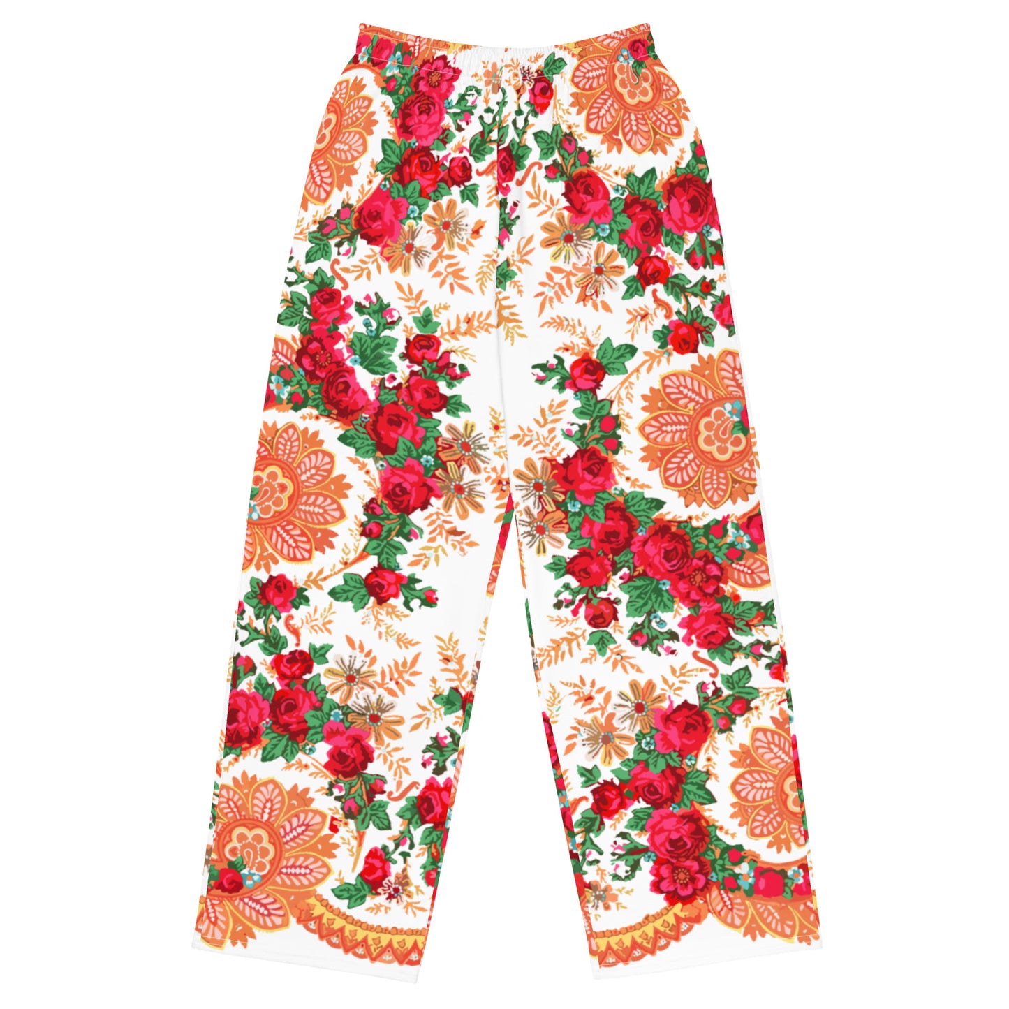 Pantalon large « Foulard portugais Minhoto blanc »