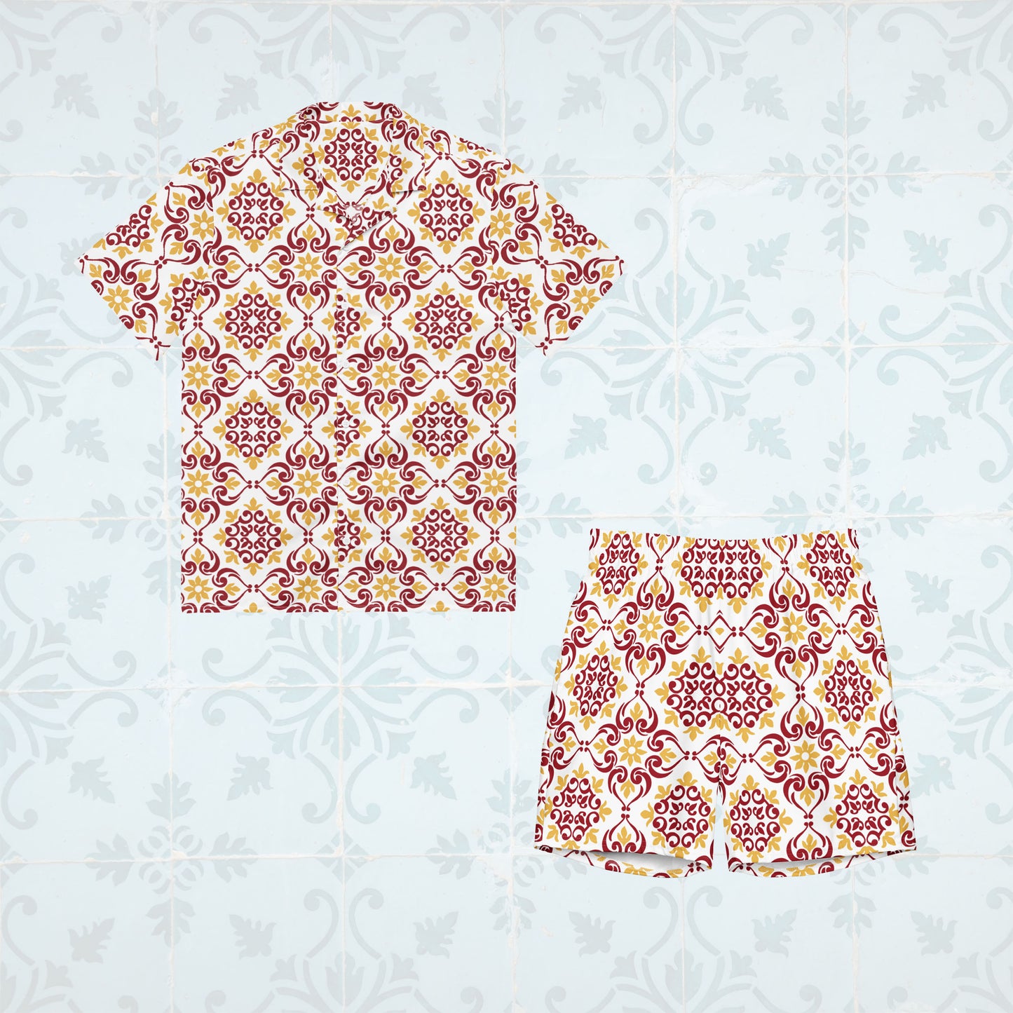 Ensemble chemise + short de bain « Azulejos de Sintra »
