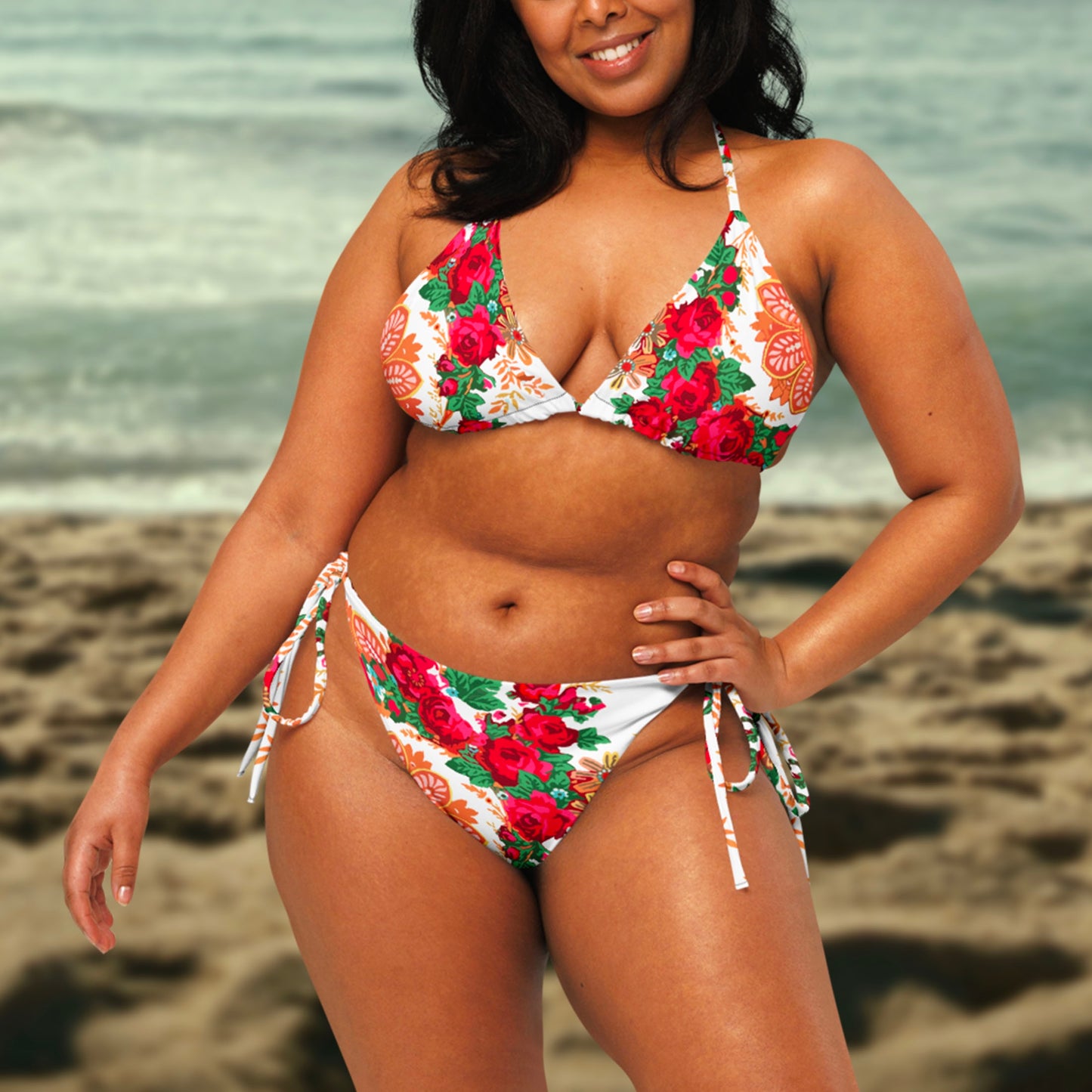 Haut de bikini « Foulard portugais Minhoto blanc »