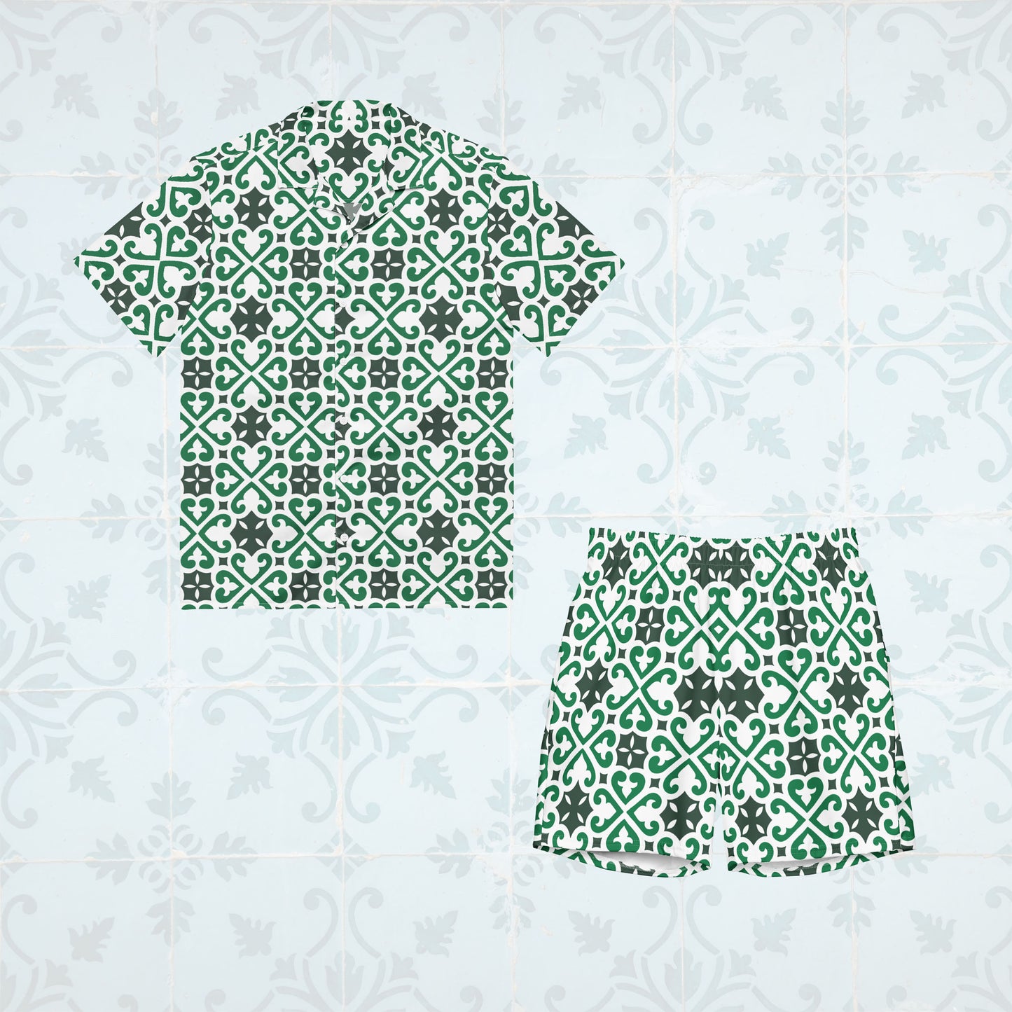 Ensemble chemise + short de bain « Azulejos de Fafe »