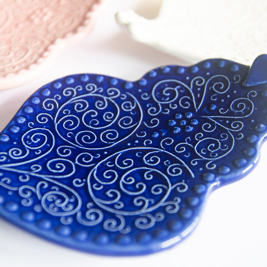 Vide-poches « Coeur de Viana » en céramique bleu