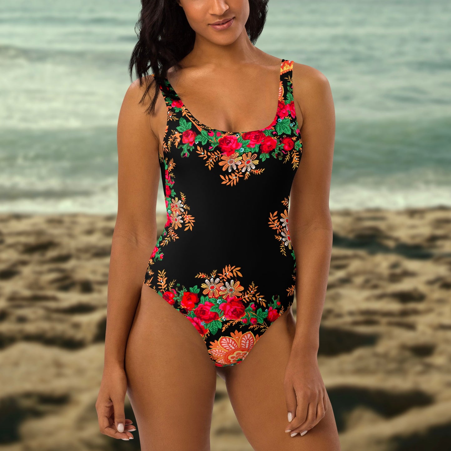 Maillot de bain adulte « Foulard portugais Minhoto noir »