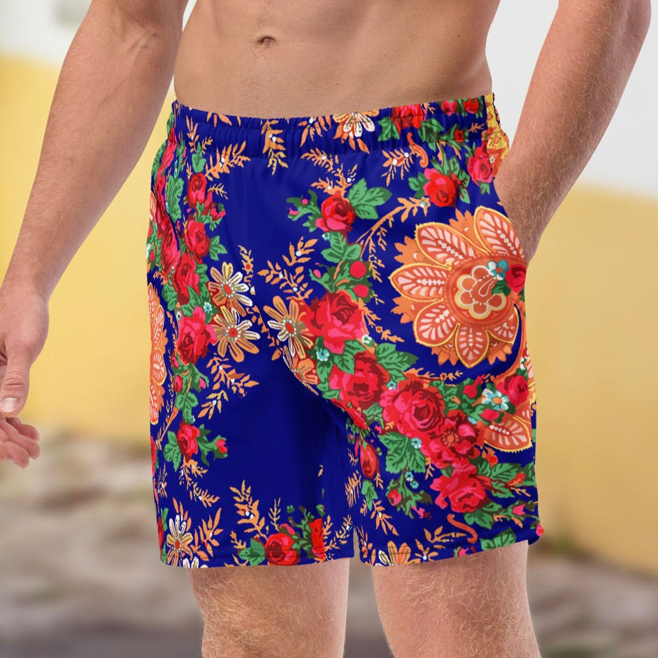 Short de bain « Foulard portugais Minhoto bleu »