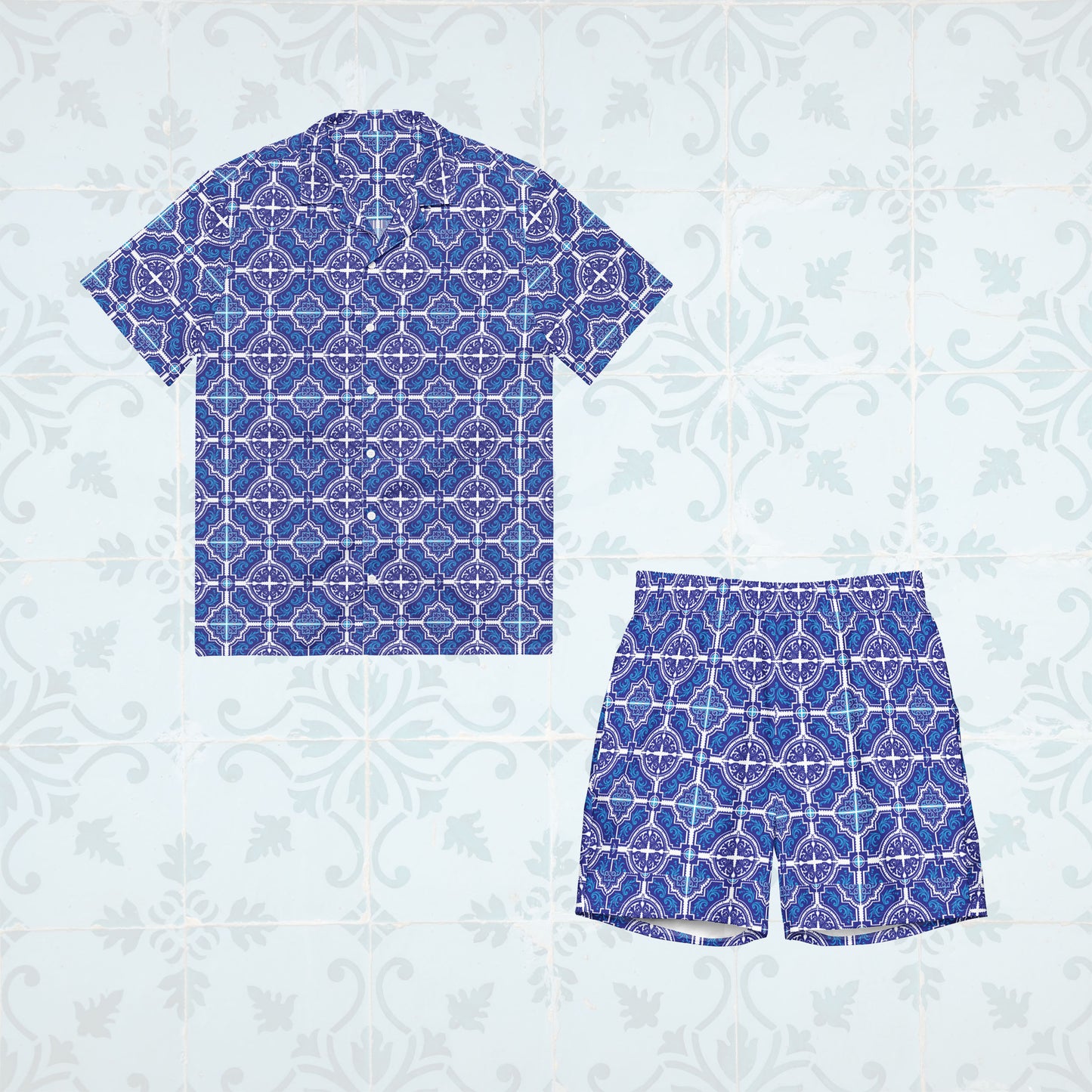 Ensemble chemise + short de bain « Azulejos »